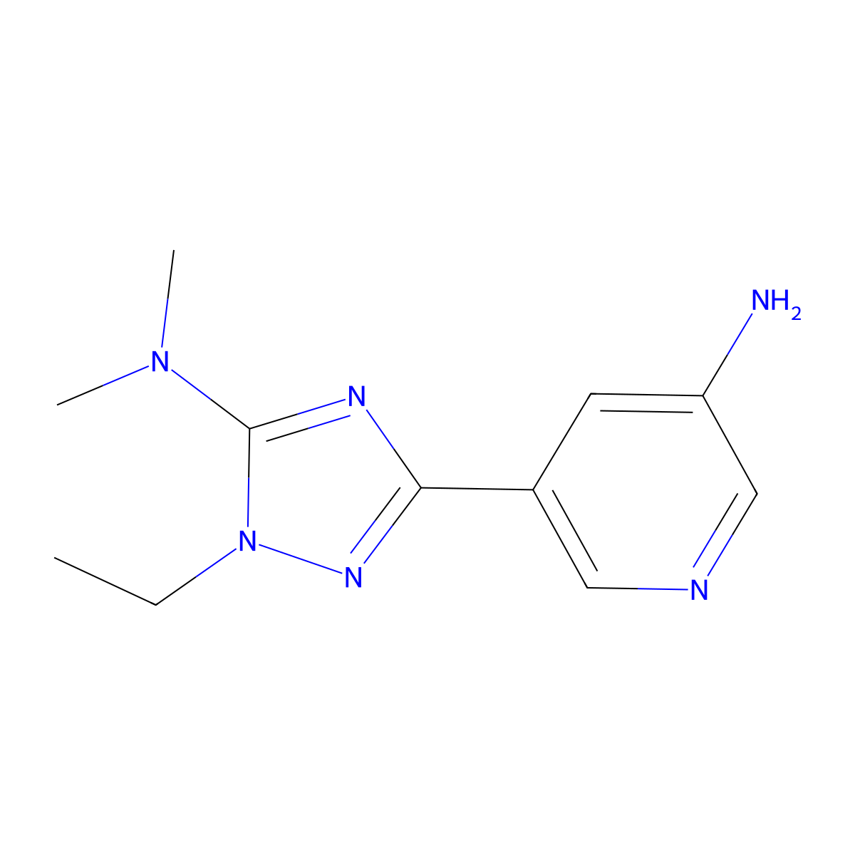5-[5-(dimethylamino)-1-ethyl-1H-1,2,4-triazol-3-yl]pyridin-3-amine molecular structure, CAS 2109111-58-0