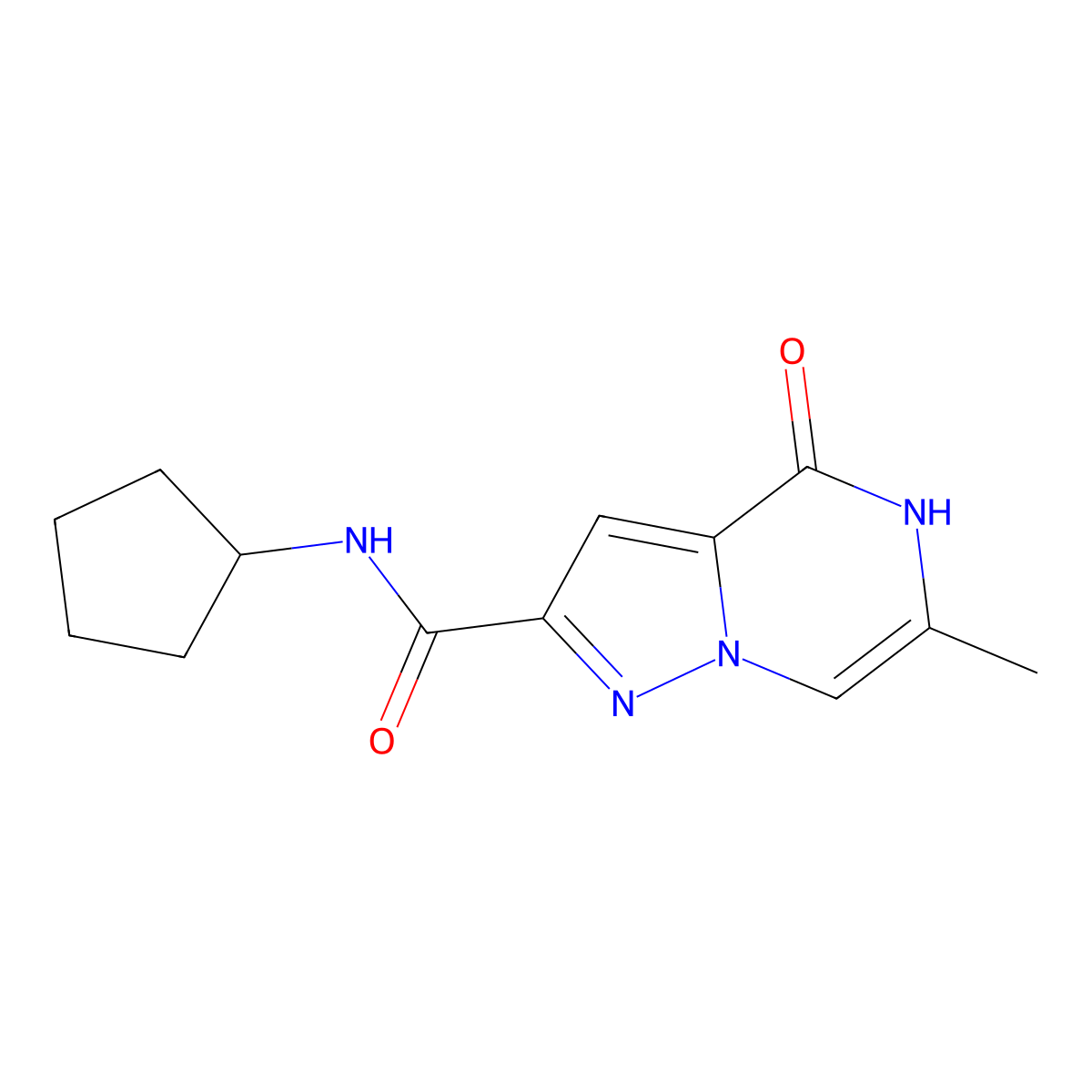N-cyclopentyl-6-methyl-4-oxo-4,5-dihydropyrazolo[1,5-a]pyrazine-2-carboxamide molecular structure, CAS 2109112-52-7