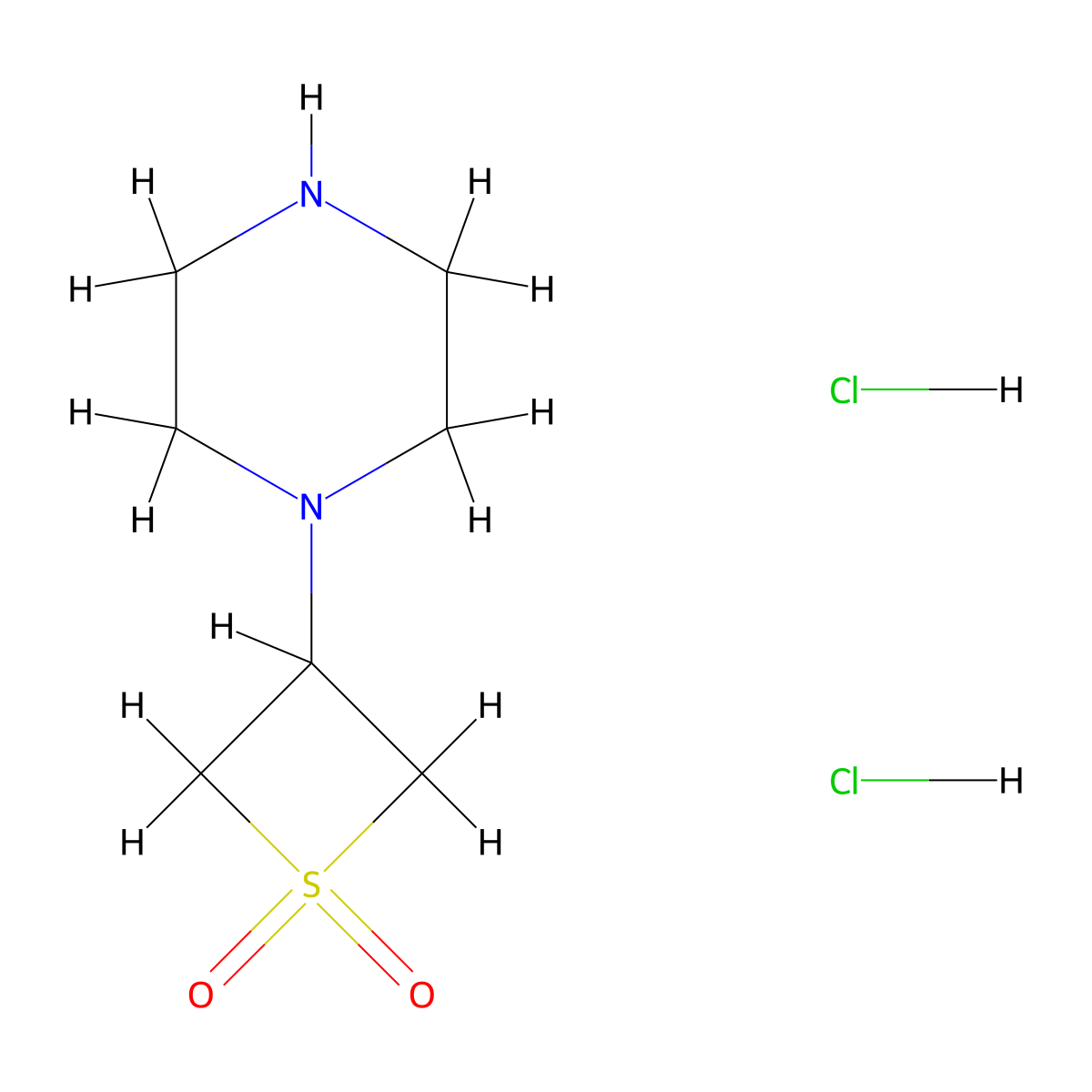 3-(Piperazin-1-yl)-1lambda6-thietane-1,1-dione dihydrochloride molecular structure, CAS 2109130-48-3