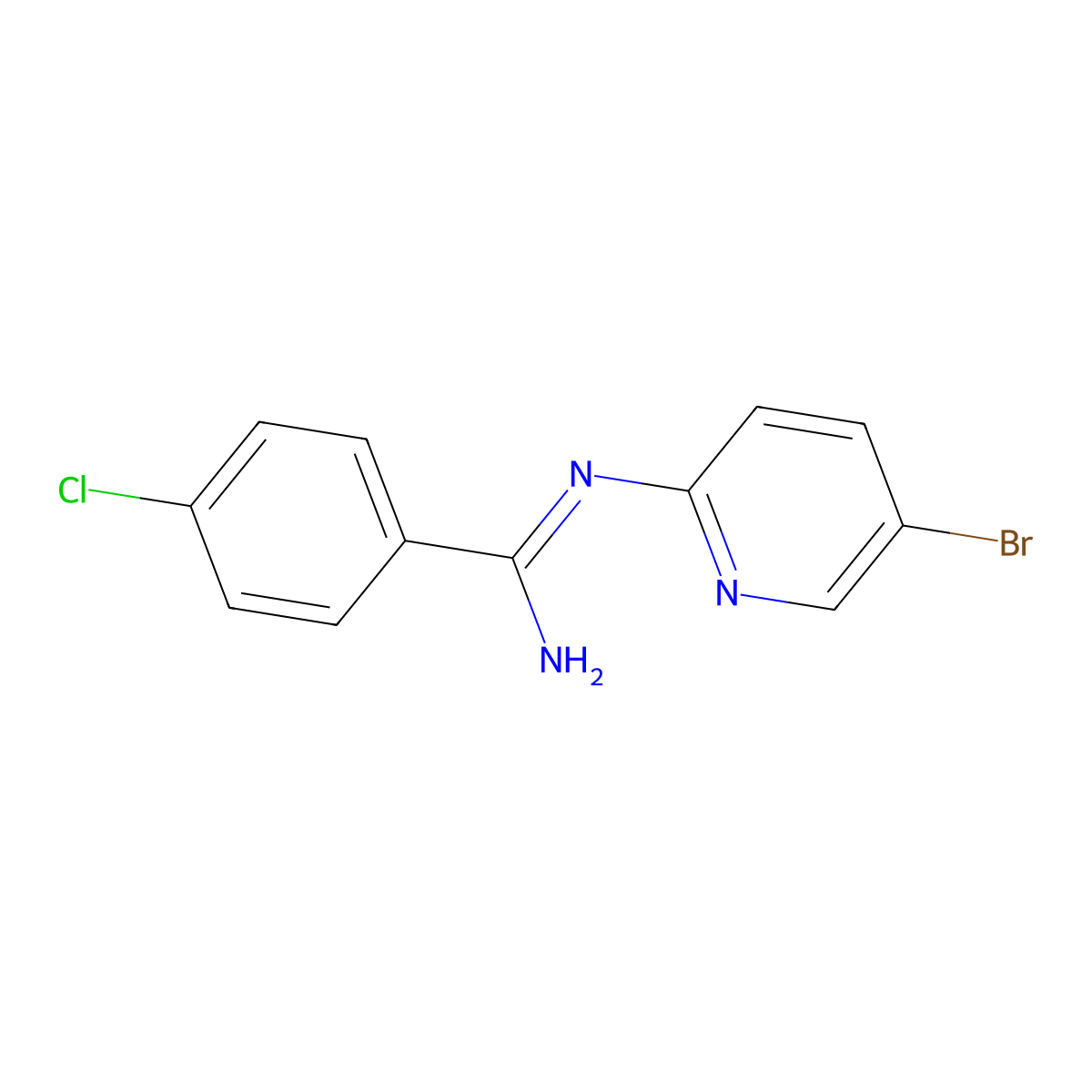 N-(5-bromopyridin-2-yl)-4-chlorobenzene-1-carboximidamide molecular structure, CAS 2109145-15-3