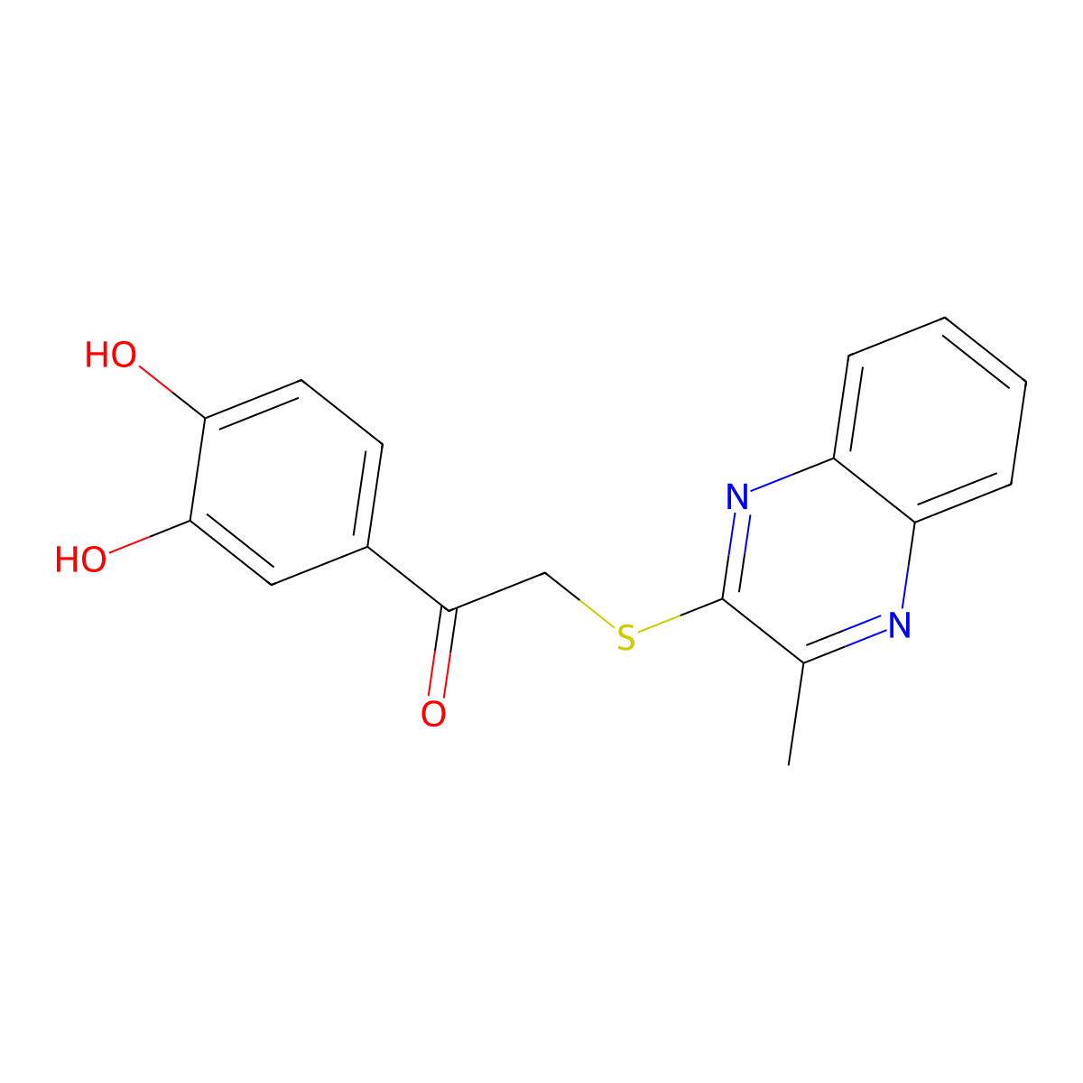 1-(3,4-Dihydroxyphenyl)-2-[(3-methylquinoxalin-2-yl)sulfanyl]ethan-1-one molecular structure, CAS 2109147-98-8