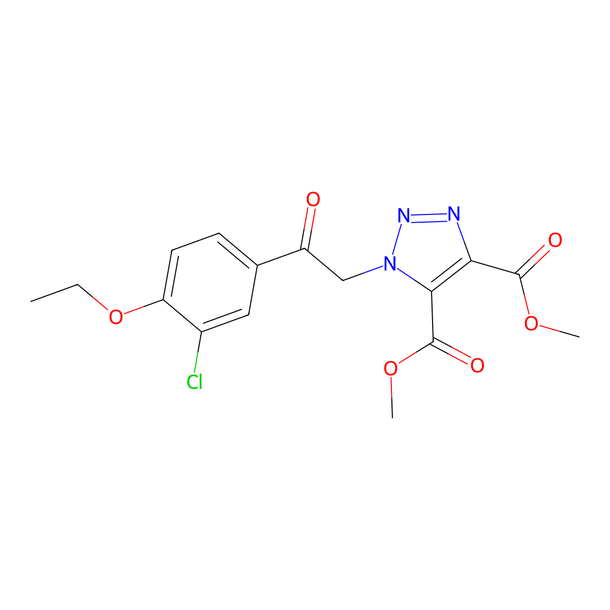 Dimethyl 1-[2-(3-chloro-4-ethoxyphenyl)-2-oxoethyl]triazole-4,5-dicarboxylate molecular structure, CAS 2109148-38-9