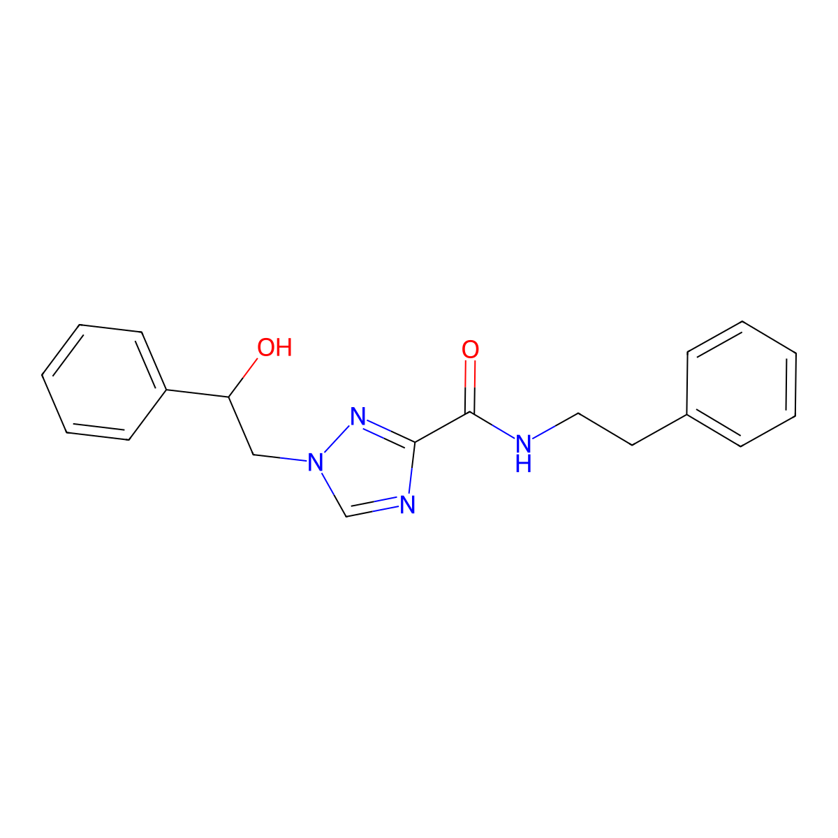 1-(2-hydroxy-2-phenylethyl)-N-(2-phenylethyl)-1H-1,2,4-triazole-3-carboxamide molecular structure, CAS 2109149-45-1