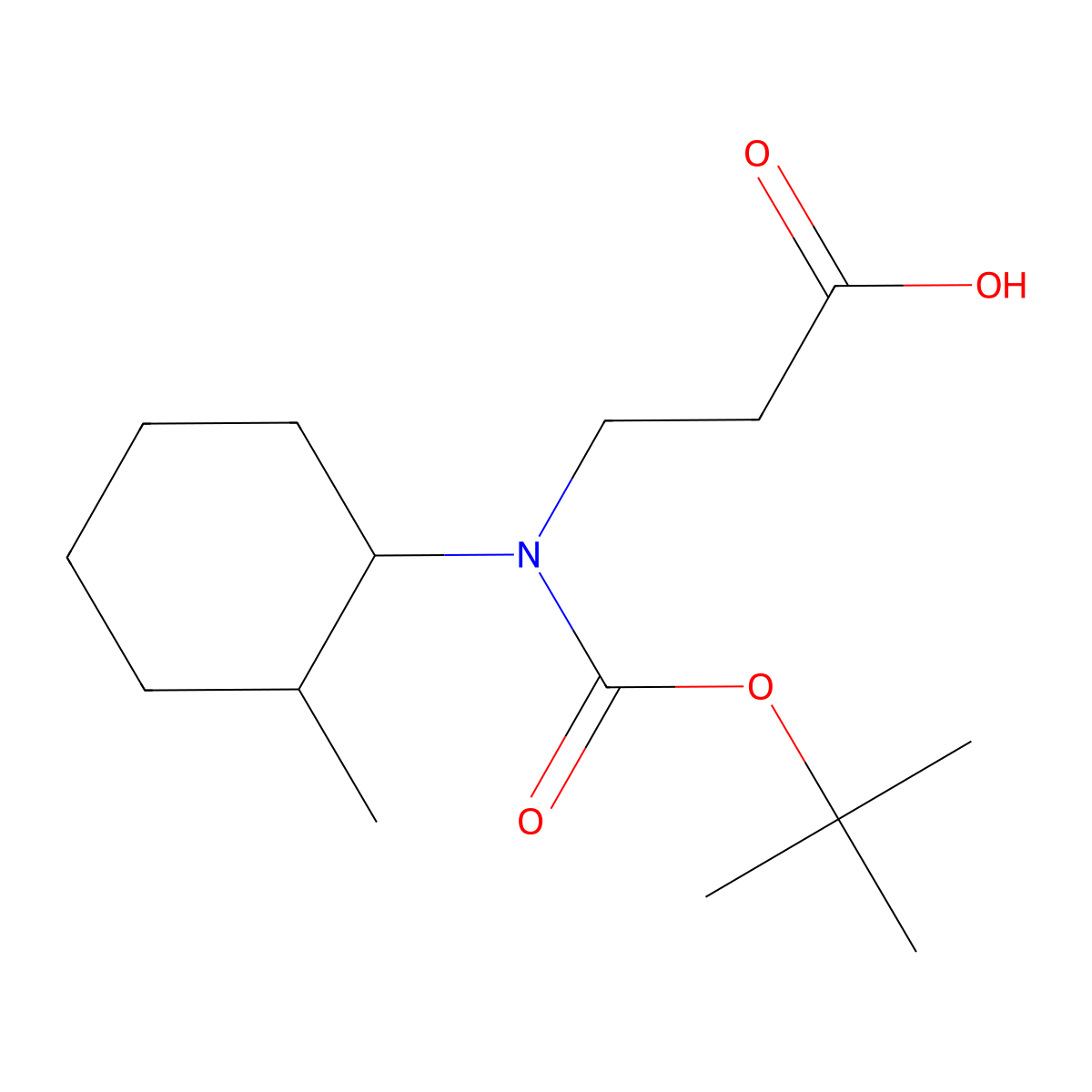 3-{[(t-Butoxy)carbonyl](2-methylcyclohexyl)amino}propanoic acid molecular structure, CAS 2109150-02-7