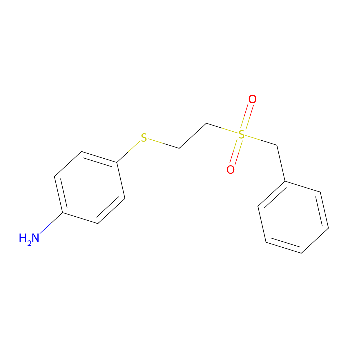 4-(2-Phenylmethanesulfonyl-ethylsulfanyl)-phenylamine molecular structure, CAS 2109150-61-8