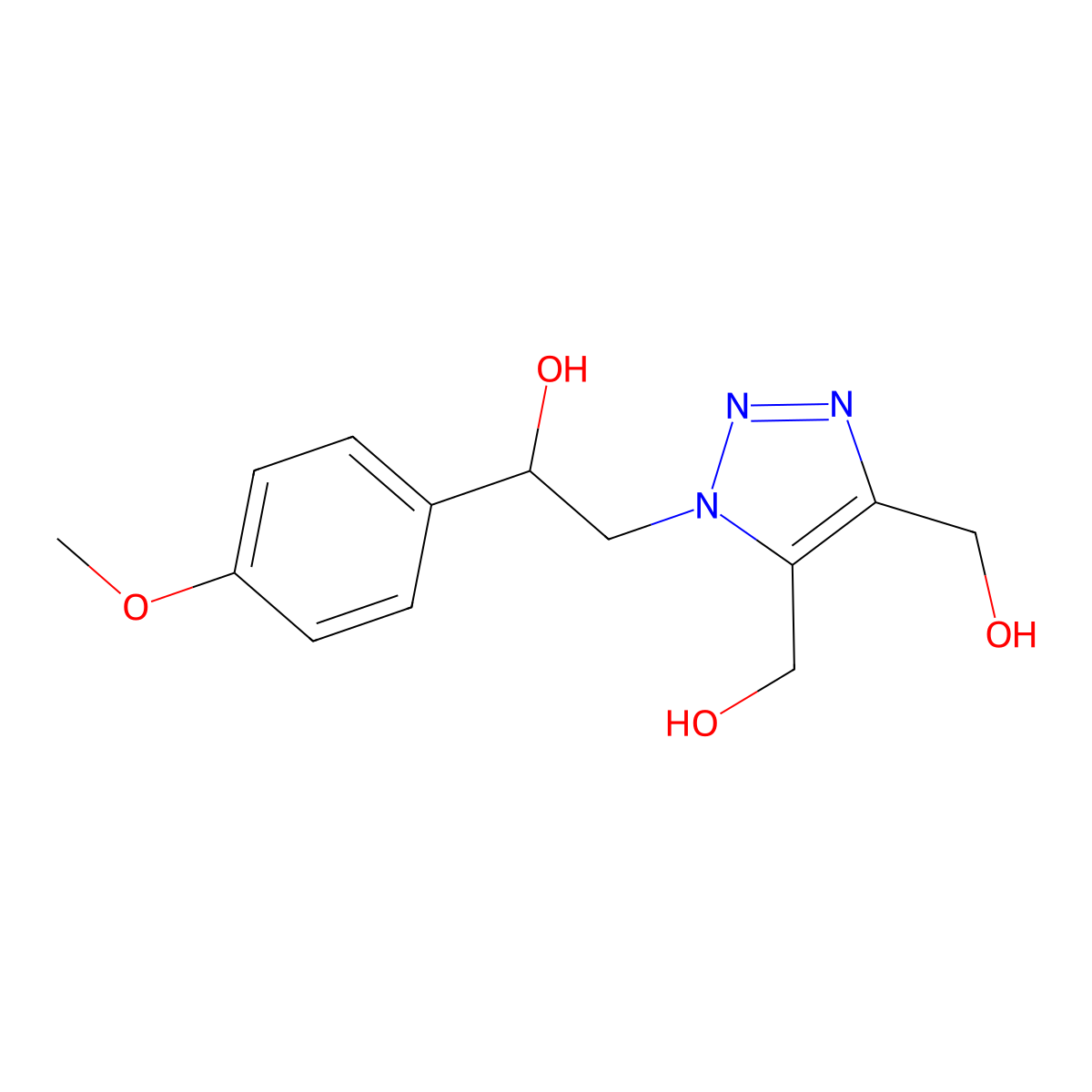 2-[4,5-bis(hydroxymethyl)-1H-1,2,3-triazol-1-yl]-1-(4-methoxyphenyl)ethanol molecular structure, CAS 2109161-59-1