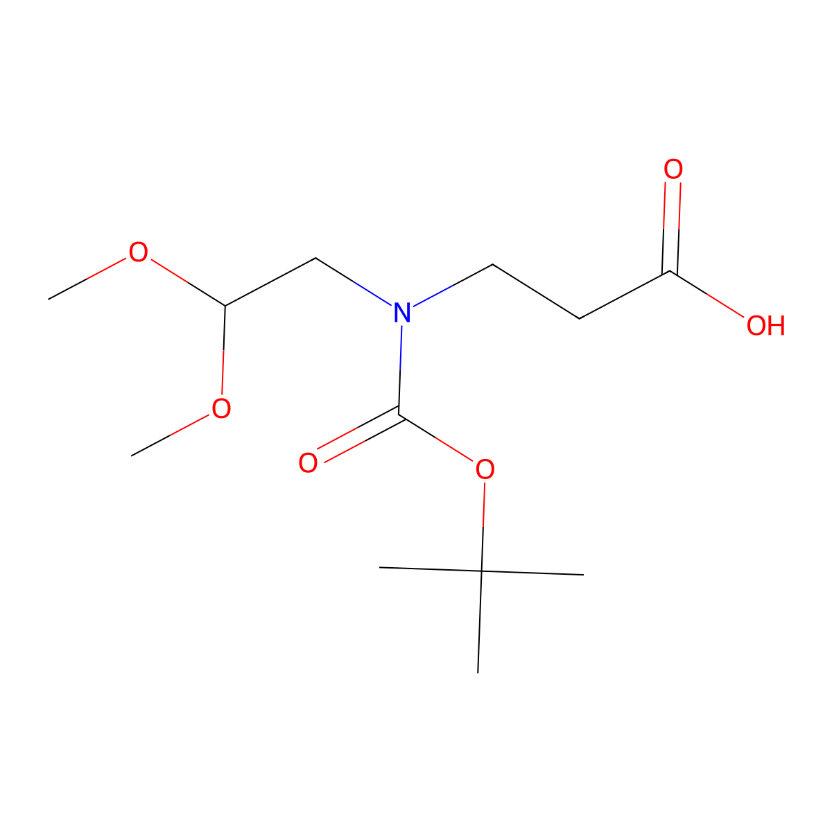 3-{[(Tert-butoxy)carbonyl](2,2-dimethoxyethyl)amino}propanoic acid molecular structure, CAS 2109165-73-1