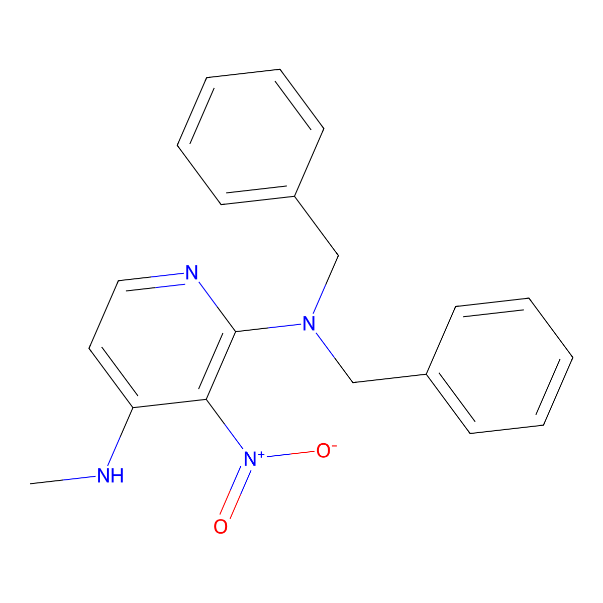 N2,N2-Dibenzyl-N4-methyl-3-nitropyridine-2,4-diamine molecular structure, CAS 2109168-23-0