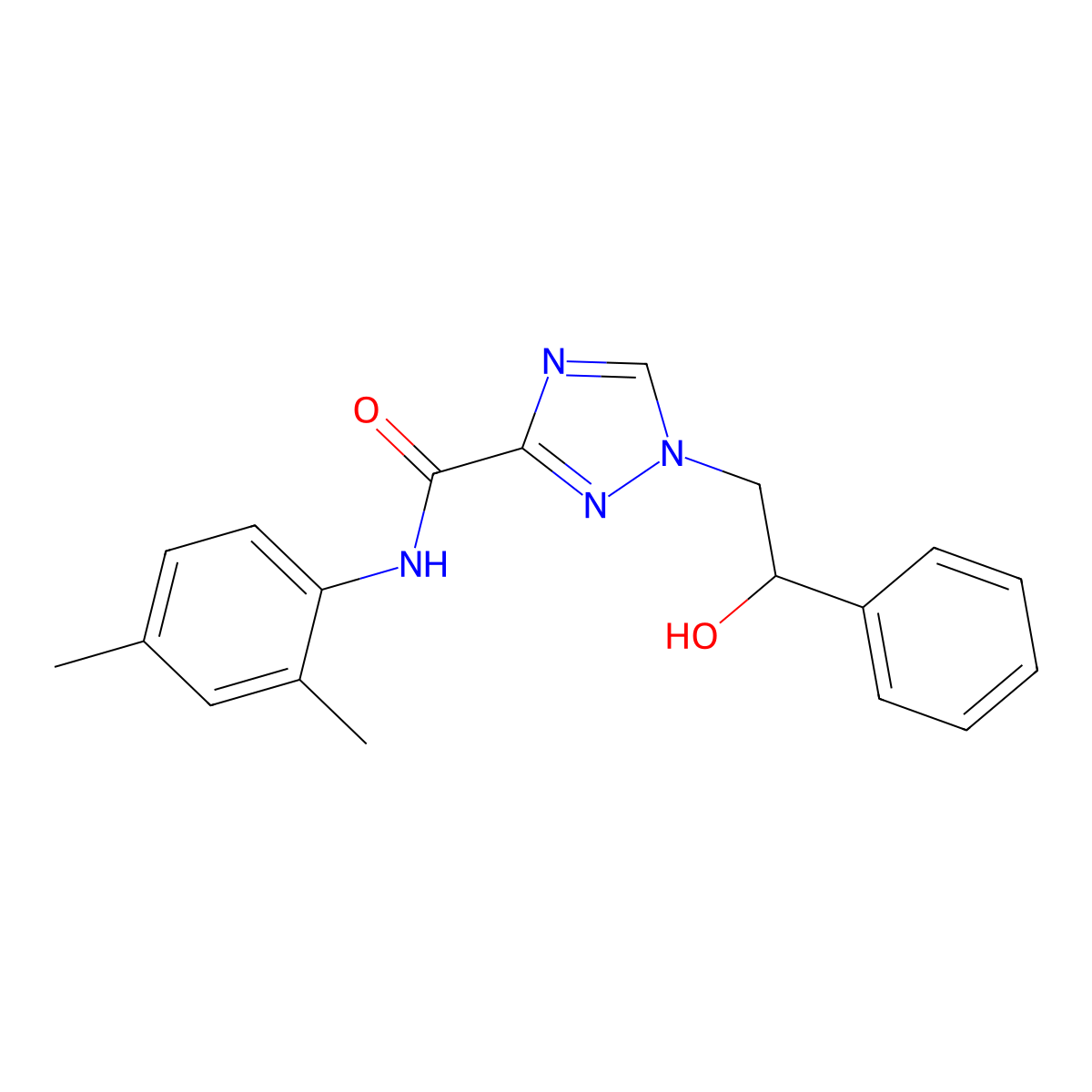 N-(2,4-dimethylphenyl)-1-(2-hydroxy-2-phenylethyl)-1H-1,2,4-triazole-3-carboxamide molecular structure, CAS 2109172-45-2