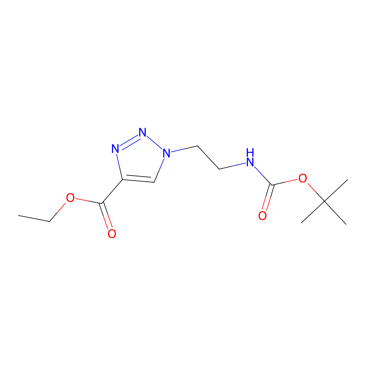 ethyl 1-(2-((tert-butoxycarbonyl)amino)ethyl)-1H-1,2,3-triazole-4-carboxylate molecular structure, CAS 2109175-40-6