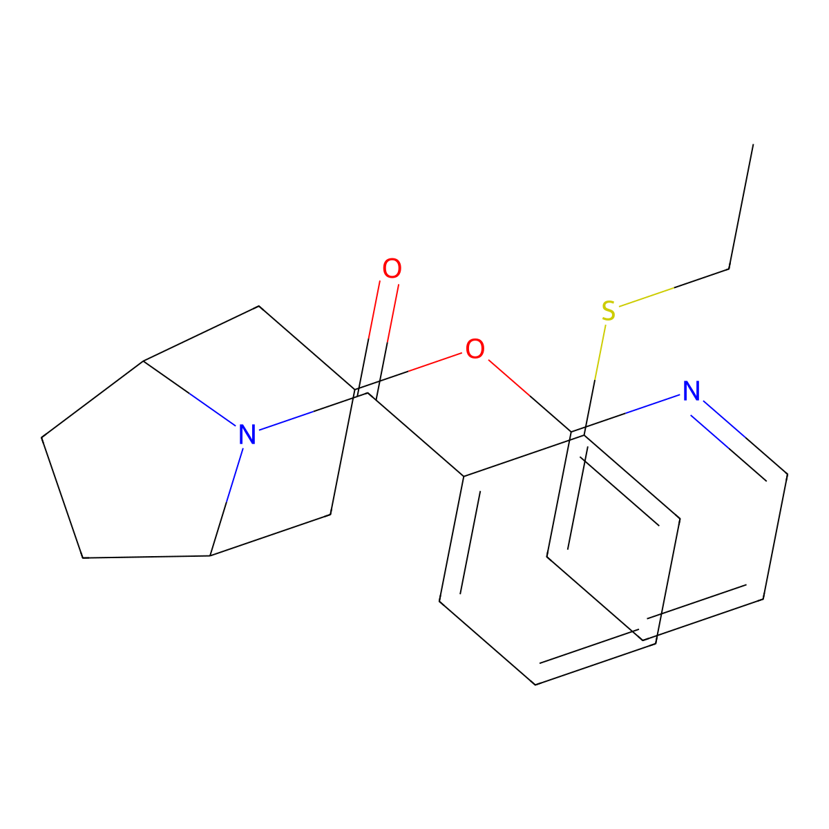 (2-(ethylthio)phenyl)((1R,3s,5S)-3-(pyridin-2-yloxy)-8-azabicyclo[3.2.1]octan-8-yl)methanone molecular structure, CAS 2109177-66-2