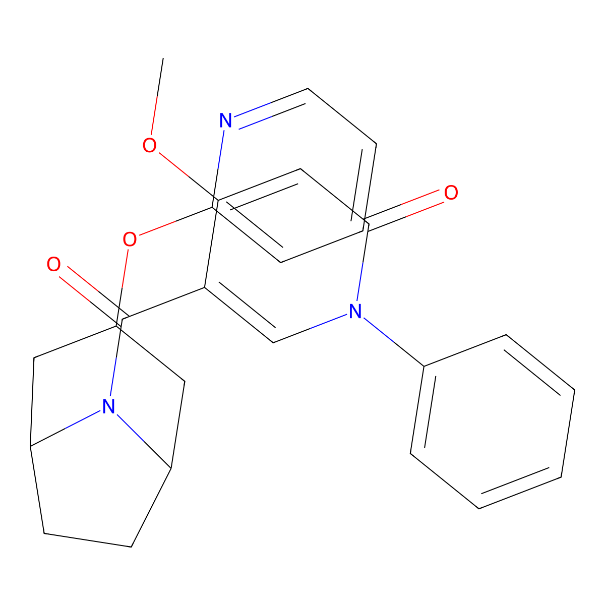 4-Methoxy-1-phenyl-5-[3-(pyridin-2-yloxy)-8-azabicyclo[3.2.1]octane-8-carbonyl]-1,2-dihydropyridin-2-one molecular structure, CAS 2109177-77-5