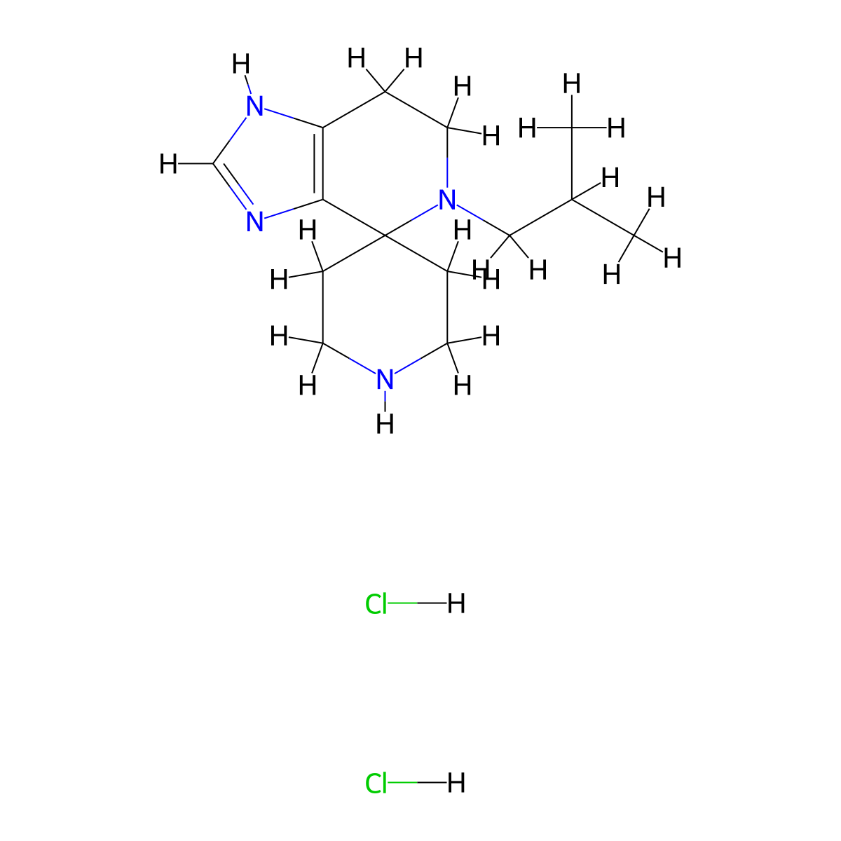5-Isobutyl-1,5,6,7-tetrahydrospiro[imidazo[4,5-c]pyridine-4,4'-piperidine] dihydrochloride molecular structure, CAS 2109188-94-3