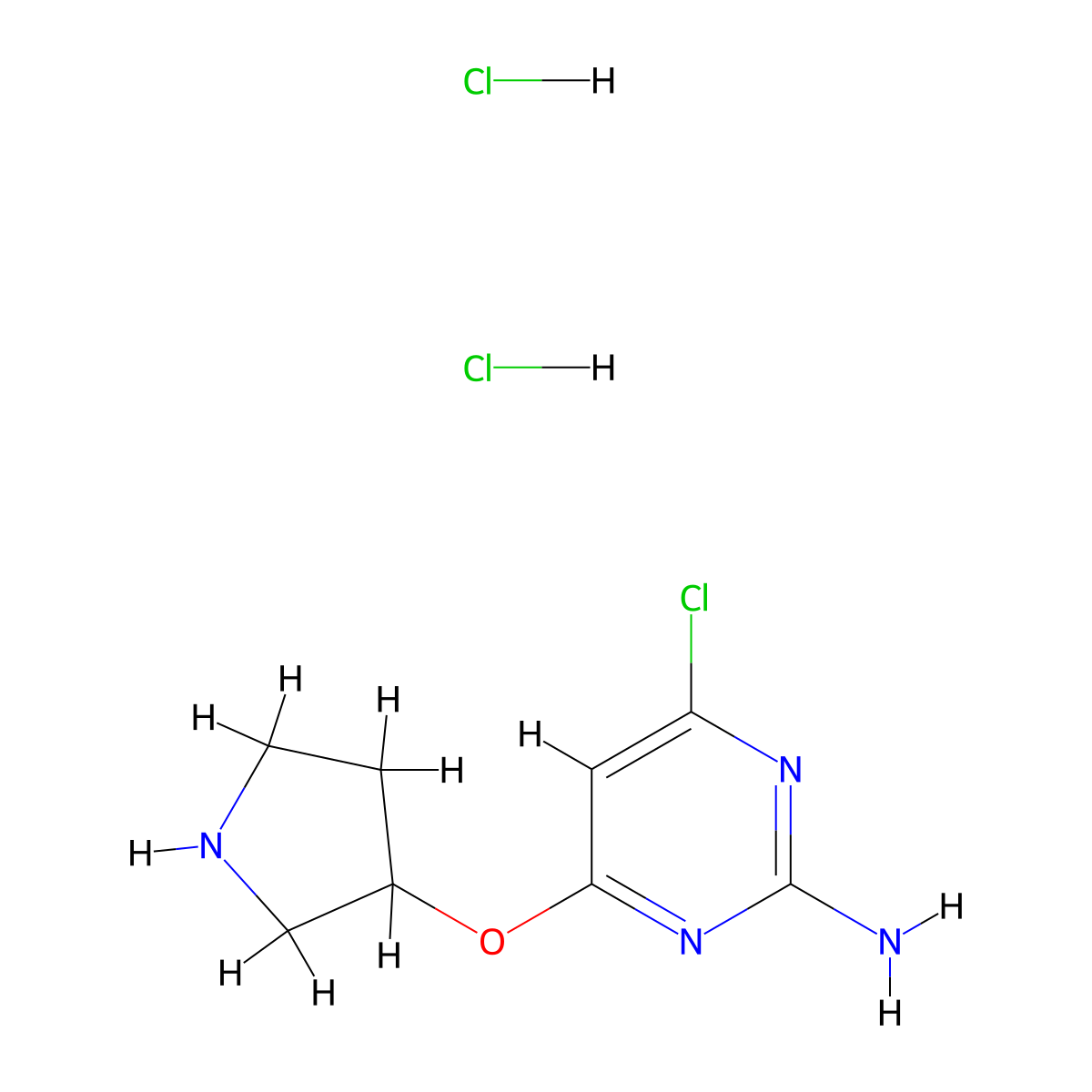 4-Chloro-6-(pyrrolidin-3-yloxy)pyrimidin-2-amine dihydrochloride molecular structure, CAS 2109195-06-2