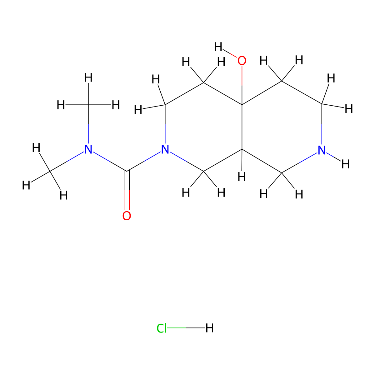 4a-Hydroxy-N,N-dimethyloctahydro-2,7-naphthyridine-2(1H)-carboxamide hydrochloride molecular structure, CAS 2109195-12-0