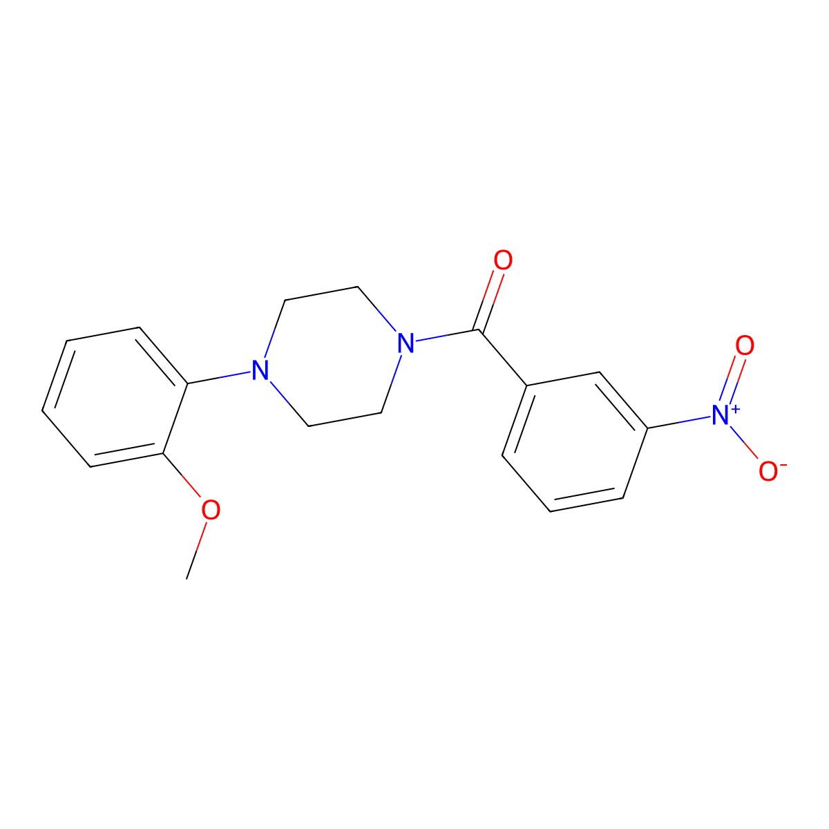 (4-(2-Methoxyphenyl)piperazin-1-yl)(3-nitrophenyl)methanone molecular structure, CAS 21092-01-3