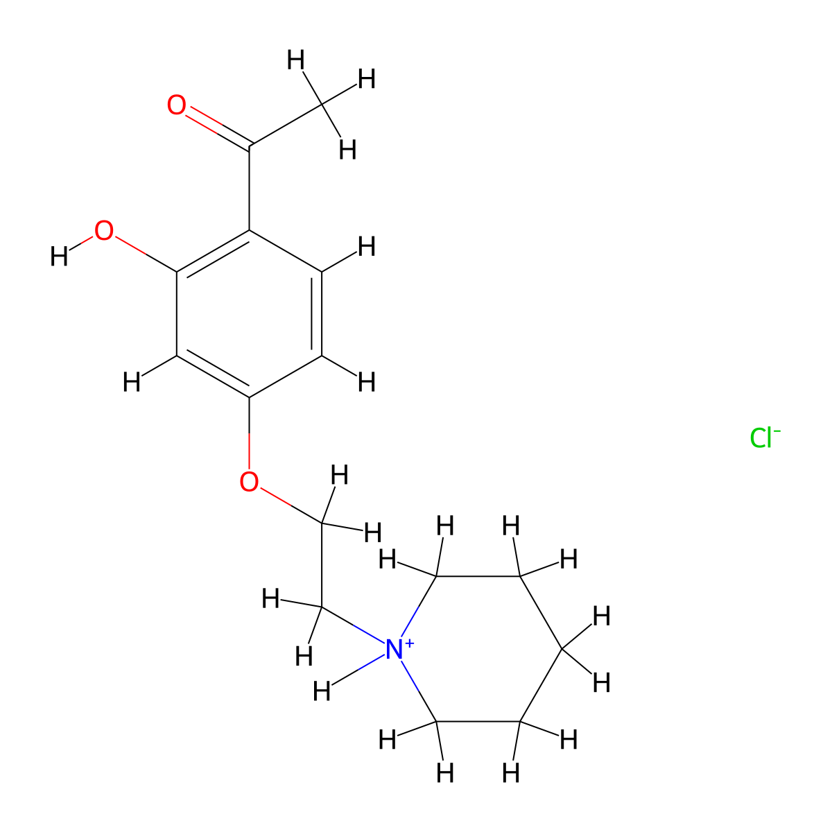 Acetophenone, 2'-hydroxy-4'-(2-(piperidino)ethoxy)-, hydrochloride molecular structure, CAS 21092-66-0