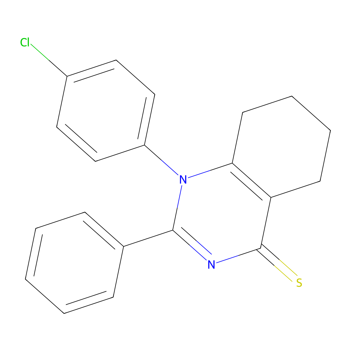 1-(4-Chlorophenyl)-2-phenyl-5,6,7,8-tetrahydroquinazoline-4-thione molecular structure, CAS 21092-71-7