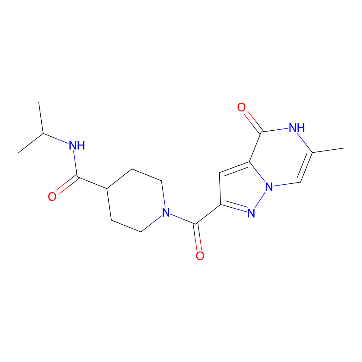 N-isopropyl-1-[(6-methyl-4-oxo-4,5-dihydropyrazolo[1,5-a]pyrazin-2-yl)carbonyl]piperidine-4-carboxamide molecular structure, CAS 2109211-72-3