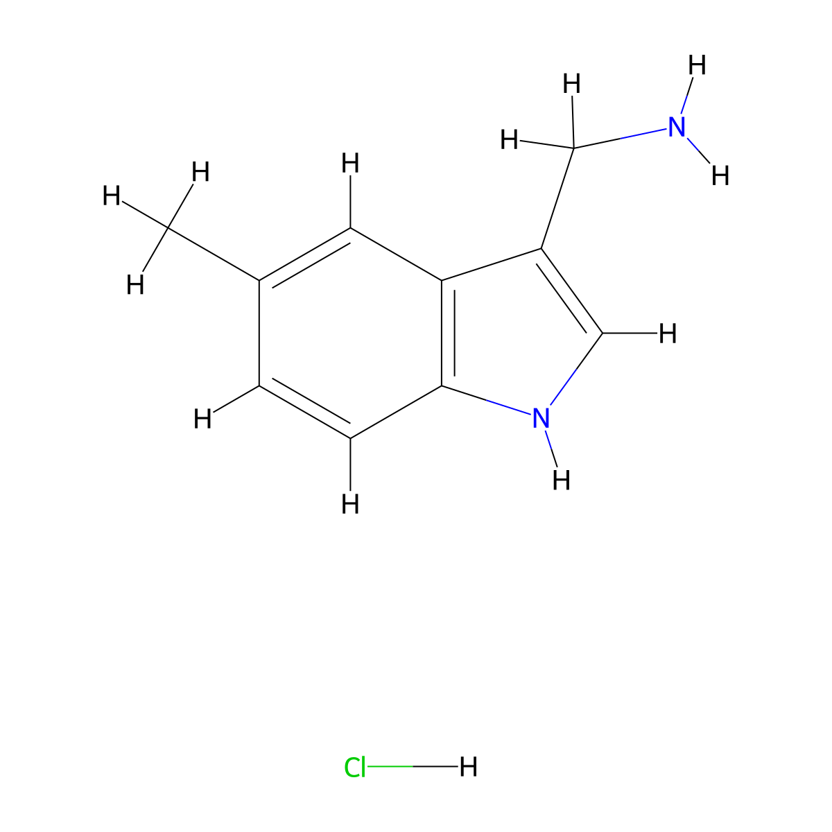 (5-Methyl-1H-indol-3-yl)methanamine hydrochloride molecular structure, CAS 2109220-44-0