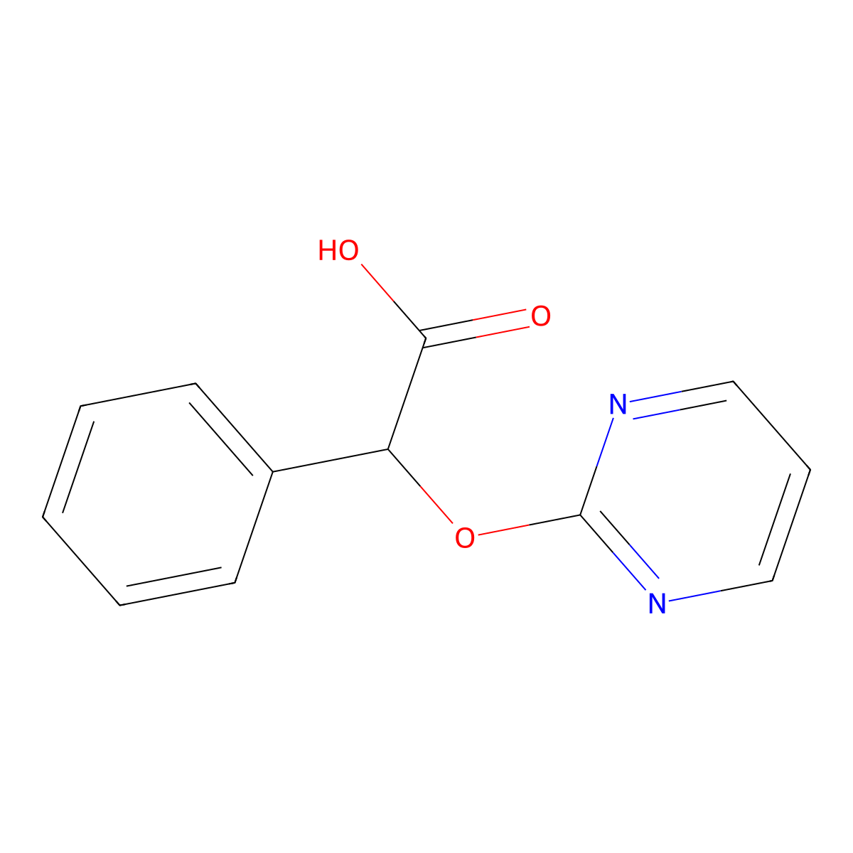2-Phenyl-2-(pyrimidin-2-yloxy)acetic acid molecular structure, CAS 2109221-92-1