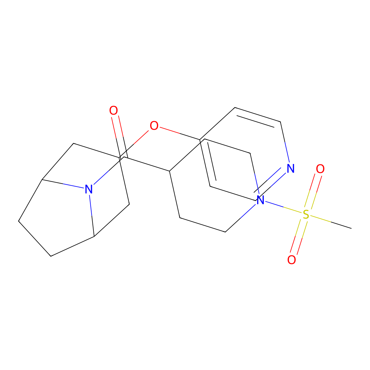 (1-(methylsulfonyl)piperidin-4-yl)((1R,5S)-3-(pyridin-4-yloxy)-8-azabicyclo[3.2.1]octan-8-yl)methanone molecular structure, CAS 2109239-87-2