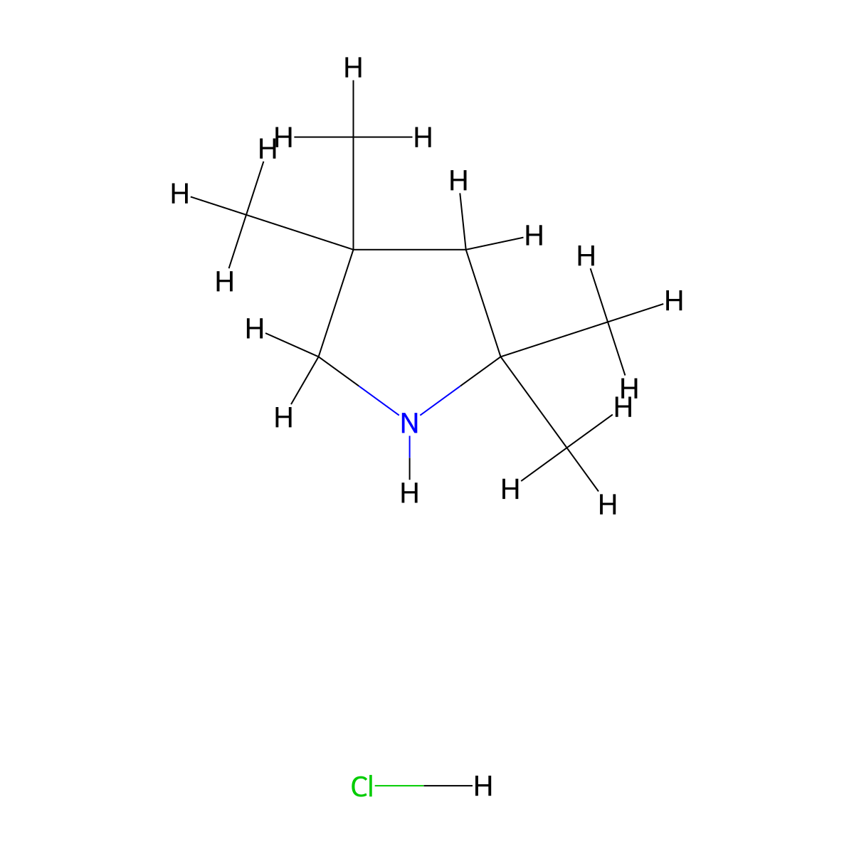 2,2,4,4-Tetramethylpyrrolidine hydrochloride molecular structure, CAS 2109247-57-4