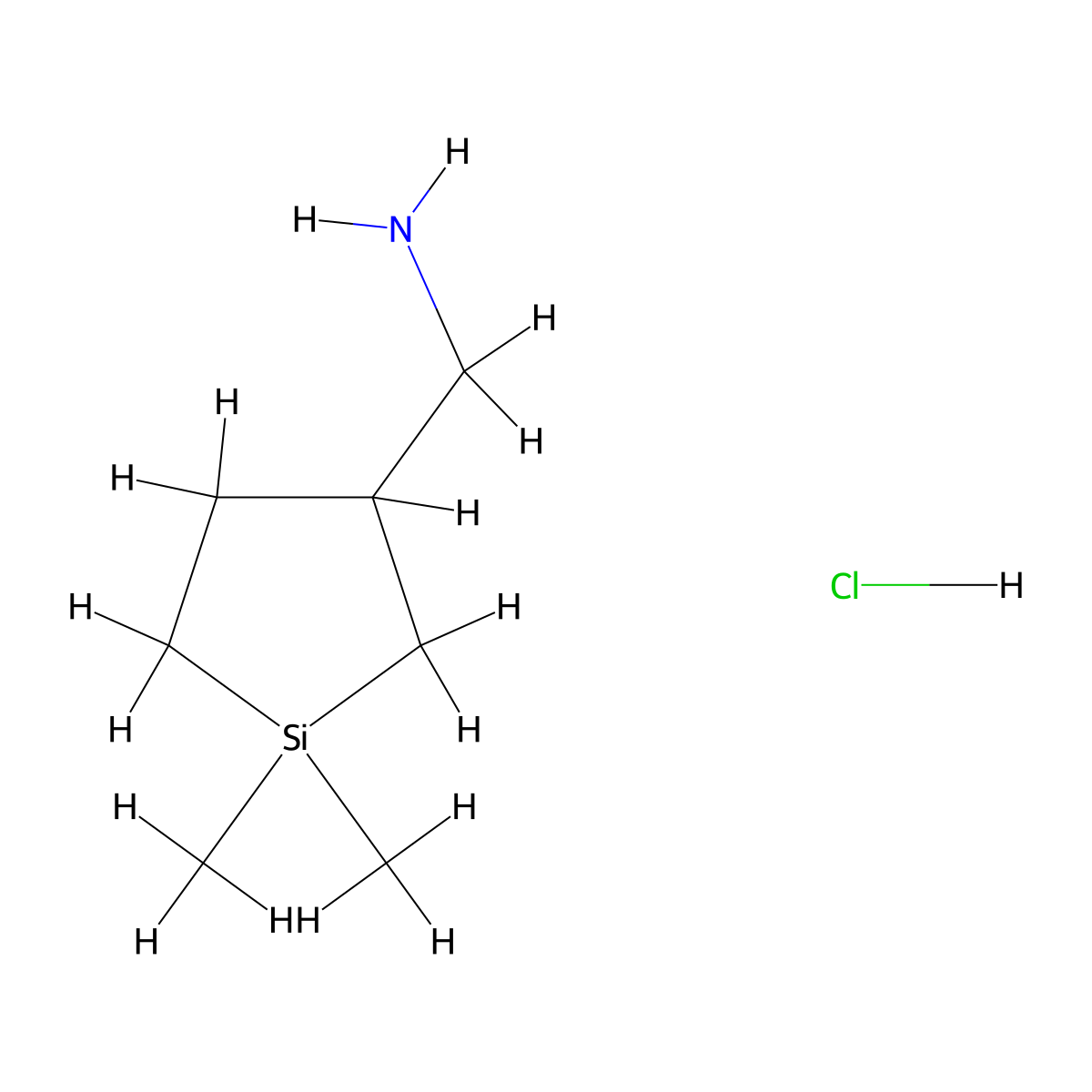 (1,1-Dimethylsilolan-3-yl)methanamine hydrochloride molecular structure, CAS 2109247-90-5