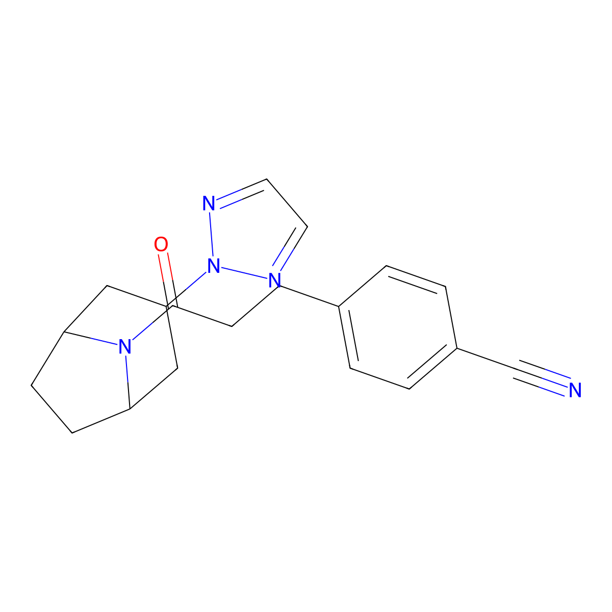 4-(3-((1R,5S)-3-(2H-1,2,3-triazol-2-yl)-8-azabicyclo[3.2.1]octan-8-yl)-3-oxopropyl)benzonitrile molecular structure, CAS 2109265-71-4