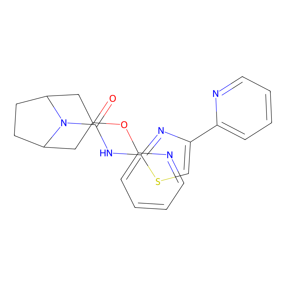 N-[4-(pyridin-2-yl)-1,3-thiazol-2-yl]-3-(pyridin-2-yloxy)-8-azabicyclo[3.2.1]octane-8-carboxamide molecular structure, CAS 2109278-01-3