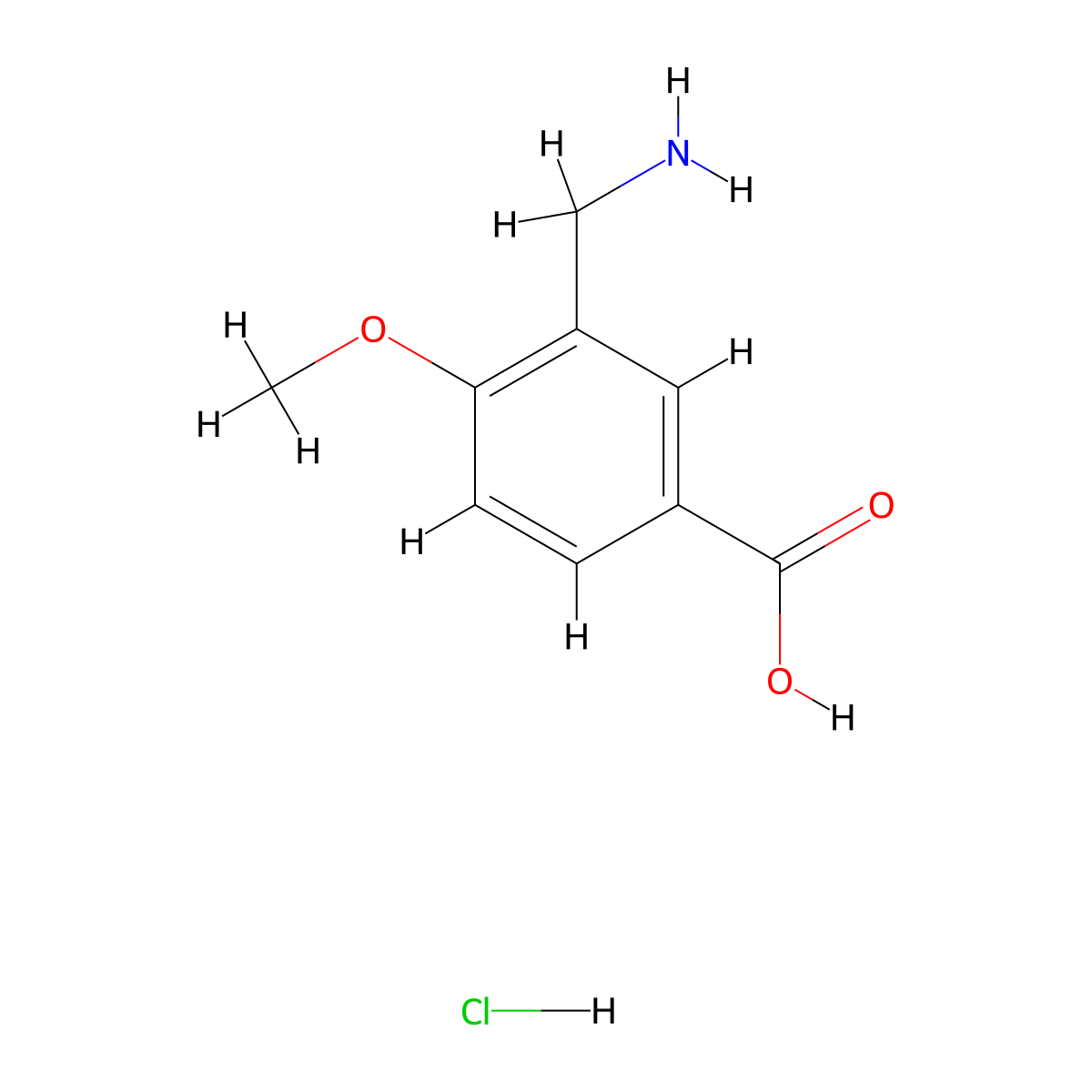 3-(Aminomethyl)-4-methoxybenzoic acid hydrochloride molecular structure, CAS 2109281-25-4