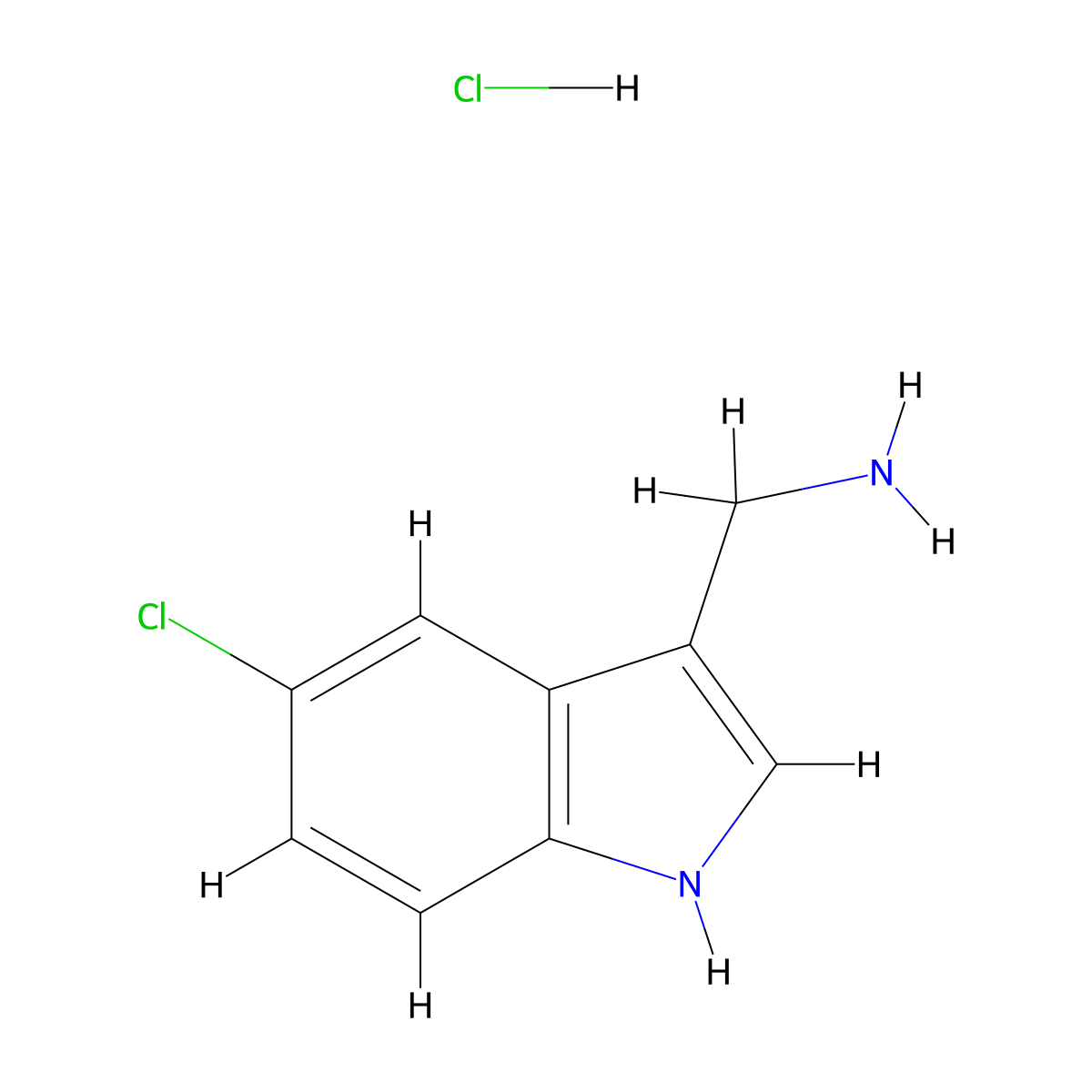 (5-Chloro-1H-indol-3-yl)methanamine hydrochloride molecular structure, CAS 2109283-15-8