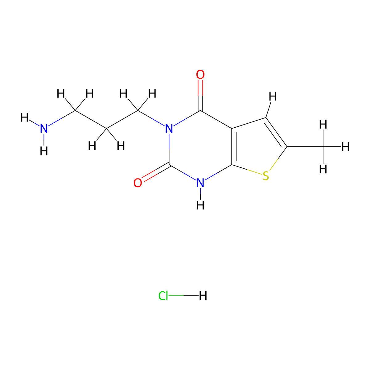 3-(3-aminopropyl)-6-methyl-1H,2H,3H,4H-thieno[2,3-d]pyrimidine-2,4-dione hydrochloride molecular structure, CAS 2109294-30-4