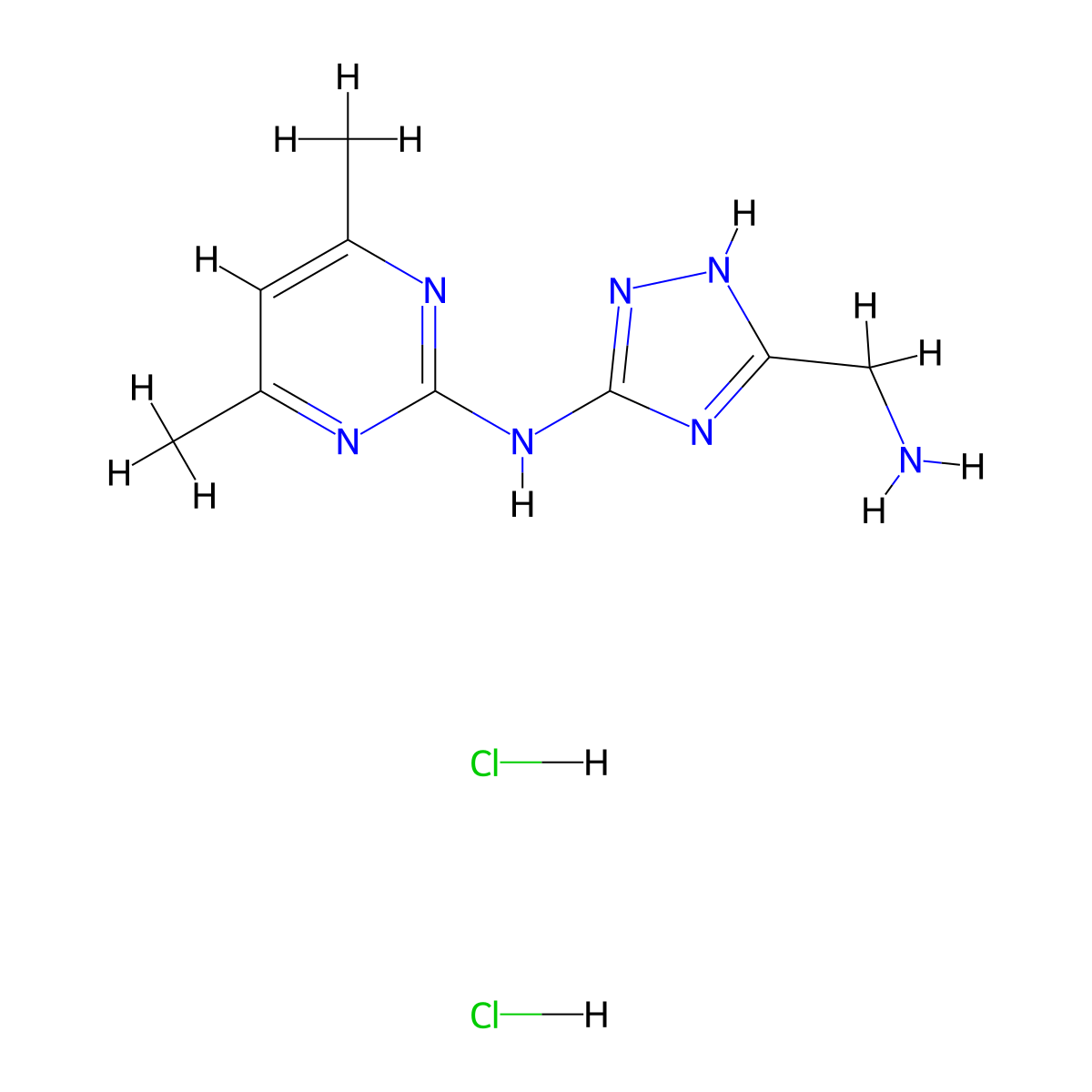 N-[5-(Aminomethyl)-4H-1,2,4-triazol-3-yl]-4,6-dimethylpyrimidin-2-amine dihydrochloride molecular structure, CAS 2109294-81-5