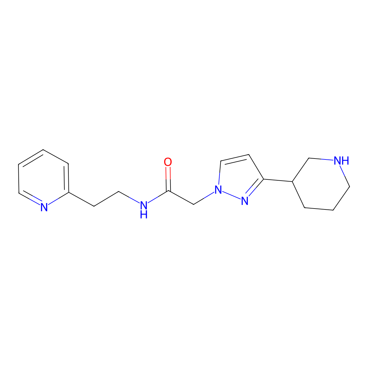 2-(3-Piperidin-3-ylpyrazol-1-yl)-N-(2-pyridin-2-ylethyl)acetamide molecular structure, CAS 2109296-54-8