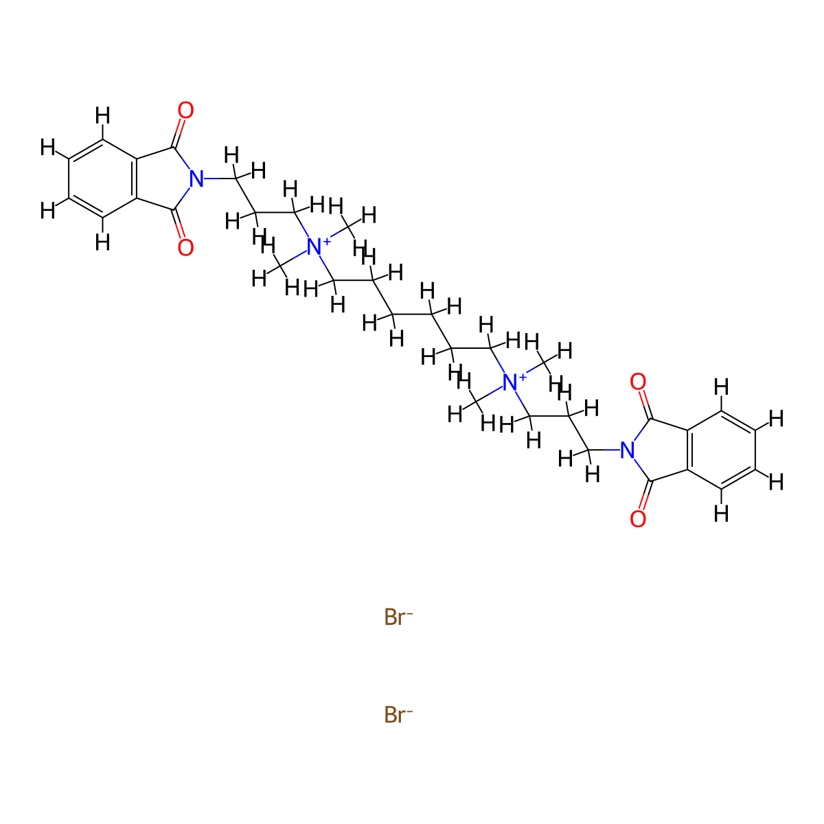 Hexamethylenebis(dimethyl-(3-phthalimidopropyl)ammonium bromide) molecular structure, CAS 21093-51-6