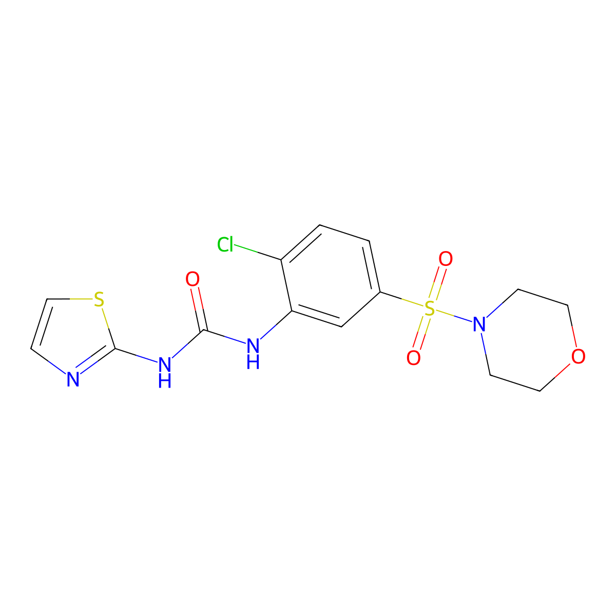 1-(2-Chloro-5-(morpholinosulfonyl)phenyl)-3-(thiazol-2-yl)urea molecular structure, CAS 2109376-08-9
