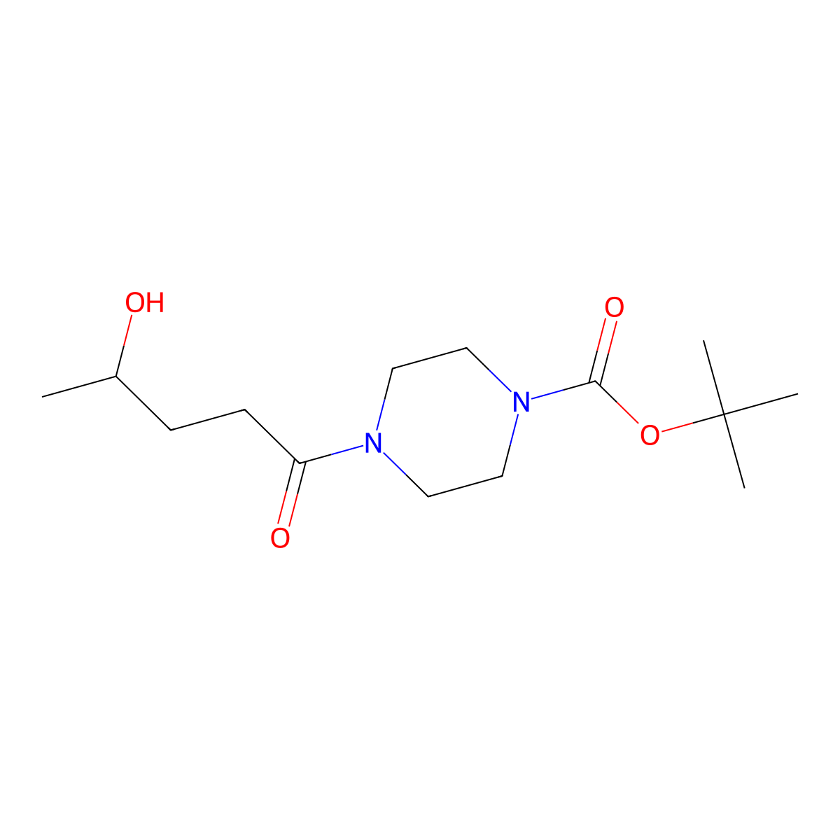 Tert-butyl 4-(4-hydroxypentanoyl)piperazine-1-carboxylate molecular structure, CAS 2109376-16-9