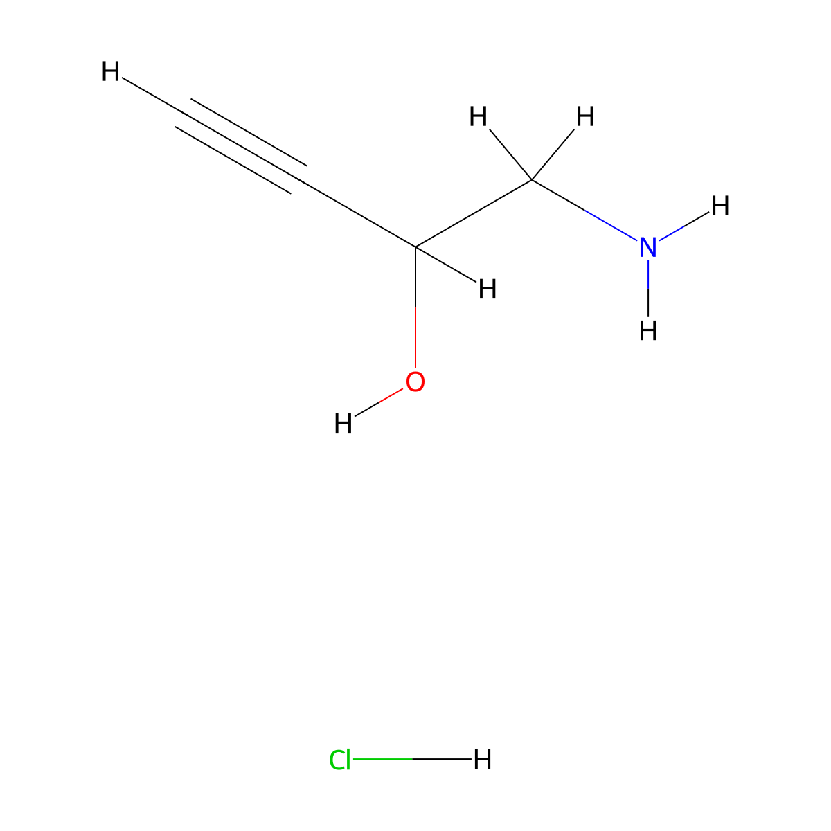 1-Aminobut-3-yn-2-ol hydrochloride molecular structure, CAS 2109405-82-3