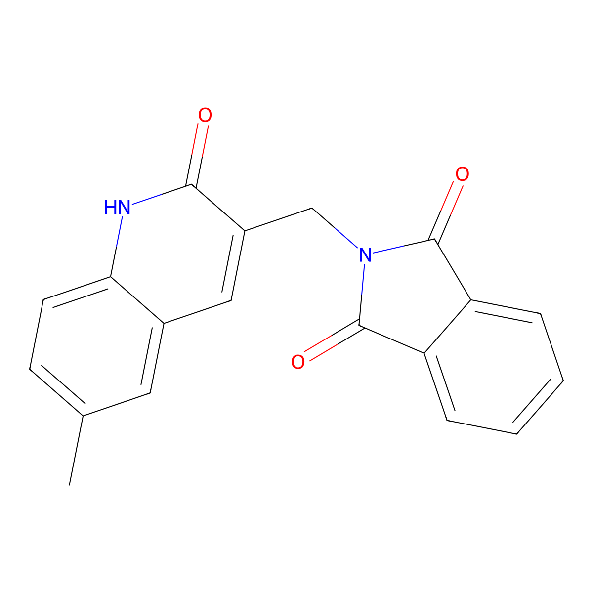 2-[(6-methyl-2-oxo-1,2-dihydroquinolin-3-yl)methyl]-2,3-dihydro-1H-isoindole-1,3-dione molecular structure, CAS 2109409-76-7