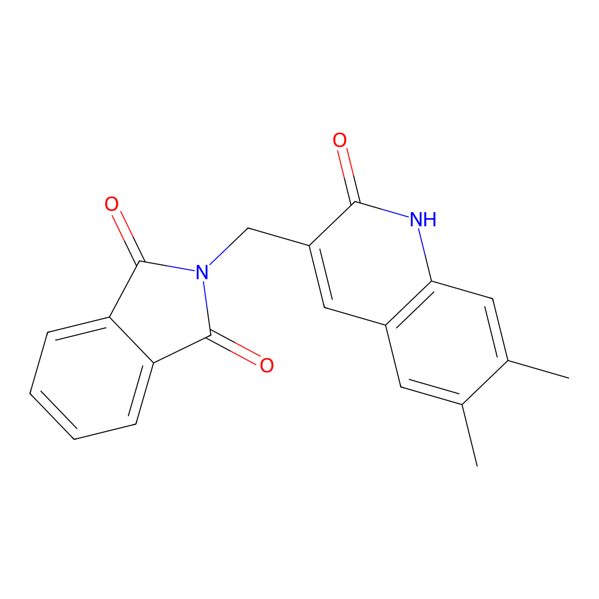 2-[(6,7-dimethyl-2-oxo-1,2-dihydroquinolin-3-yl)methyl]-2,3-dihydro-1H-isoindole-1,3-dione molecular structure, CAS 2109411-87-0