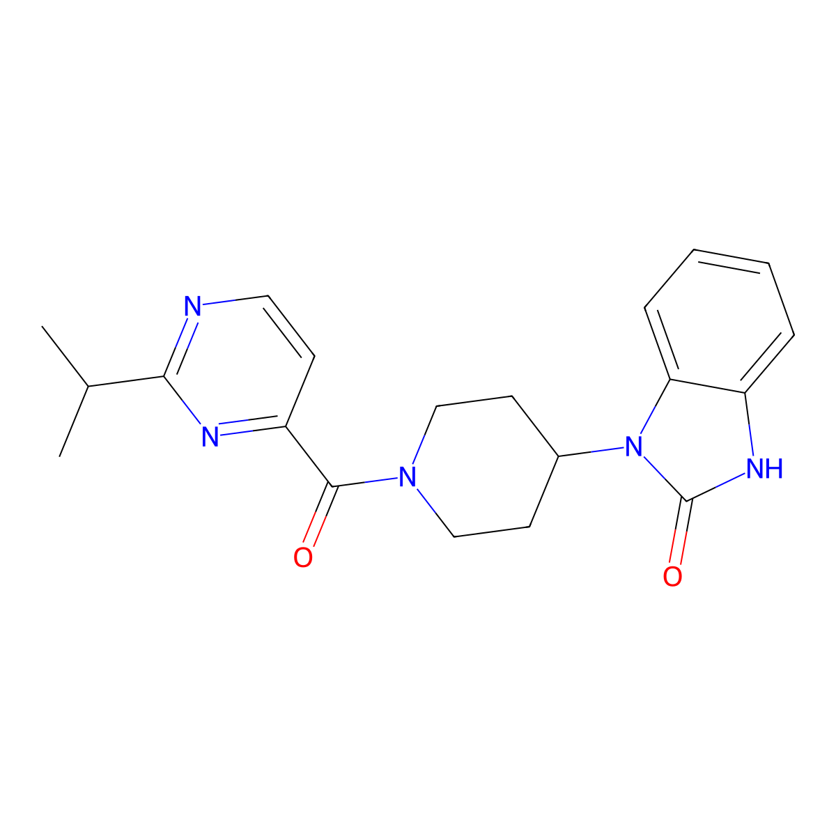 1-{1-[(2-isopropylpyrimidin-4-yl)carbonyl]piperidin-4-yl}-1,3-dihydro-2H-benzimidazol-2-one molecular structure, CAS 2109417-39-0