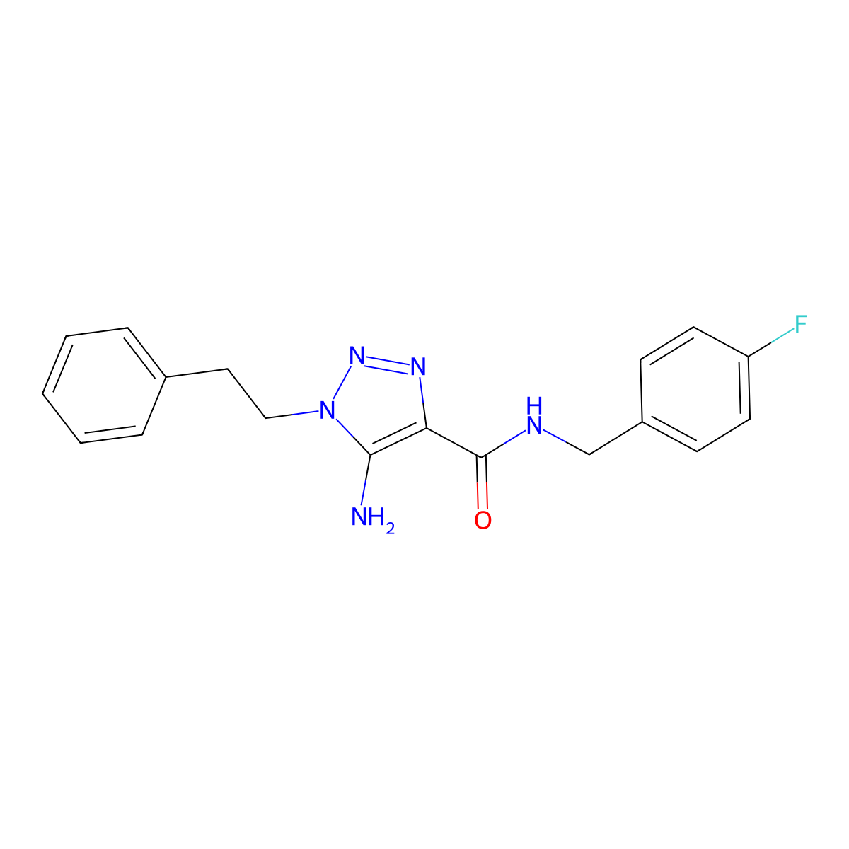 5-amino-N-(4-fluorobenzyl)-1-(2-phenylethyl)-1H-1,2,3-triazole-4-carboxamide molecular structure, CAS 2109419-25-0
