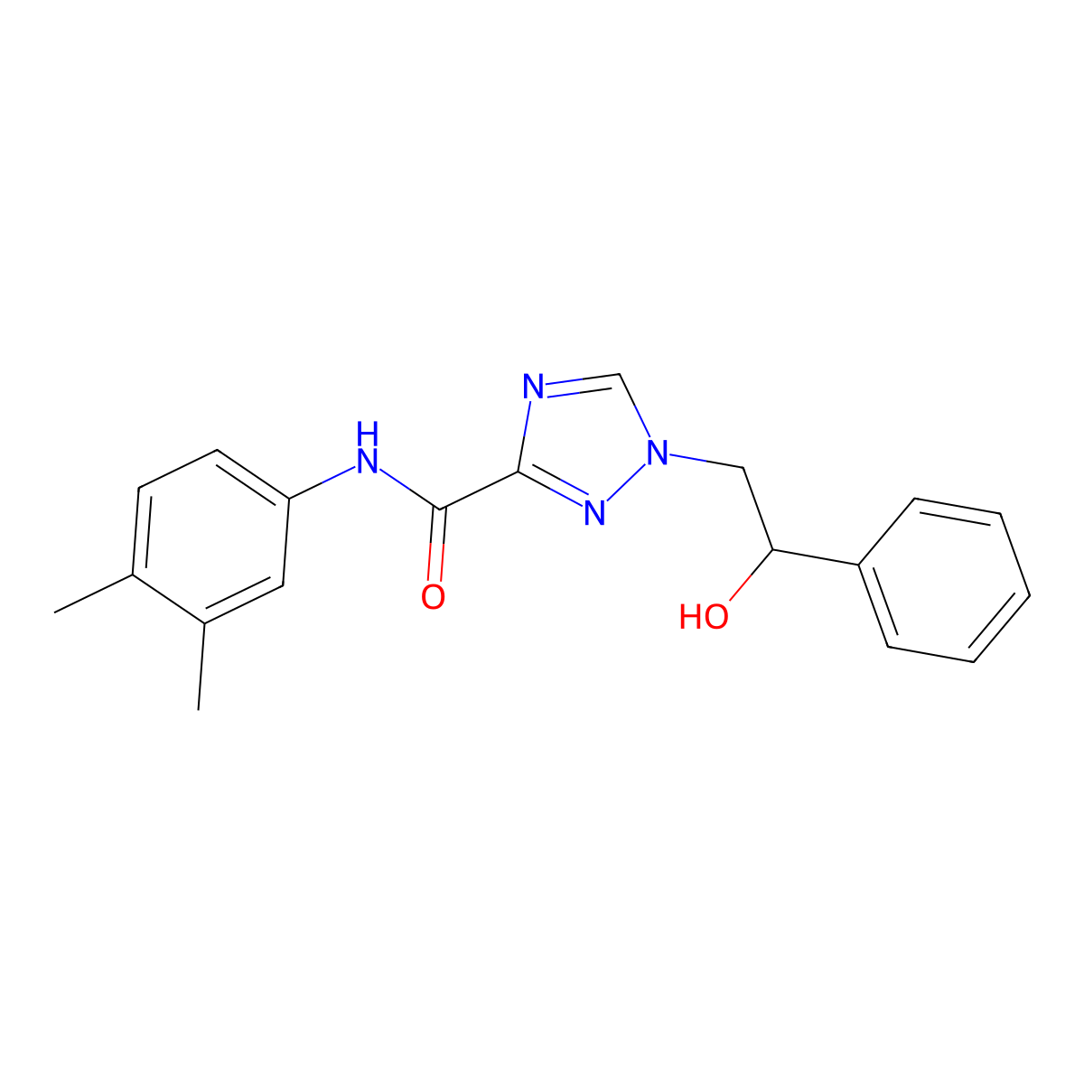 N-(3,4-dimethylphenyl)-1-(2-hydroxy-2-phenylethyl)-1H-1,2,4-triazole-3-carboxamide molecular structure, CAS 2109420-03-1