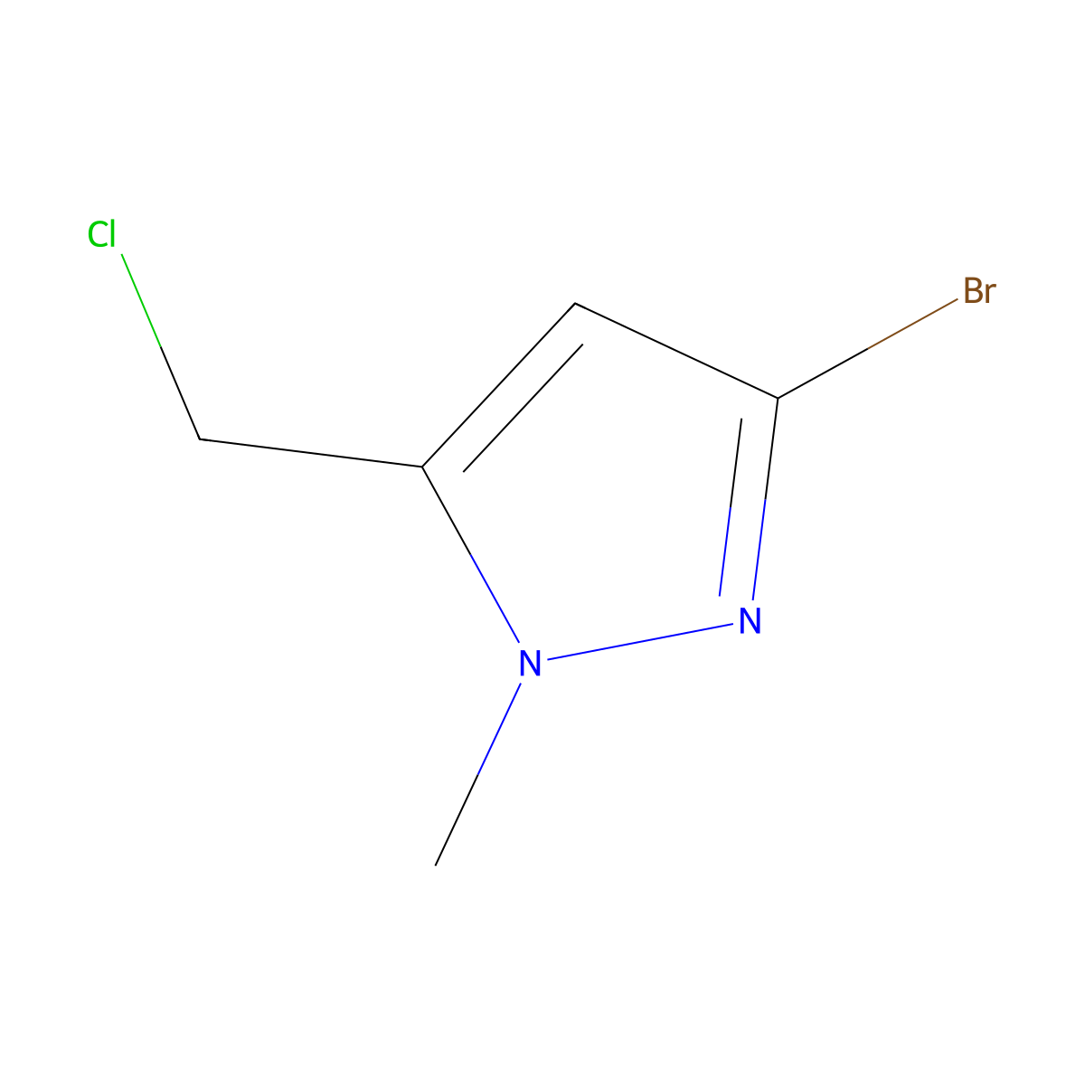 3-bromo-5-(chloromethyl)-1-methyl-1H-pyrazole molecular structure, CAS 2109428-60-4