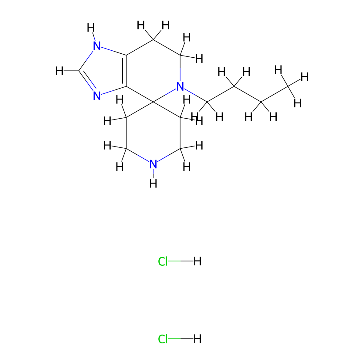 5-Butyl-1,5,6,7-tetrahydrospiro[imidazo[4,5-c]pyridine-4,4'-piperidine] dihydrochloride molecular structure, CAS 2109439-79-2