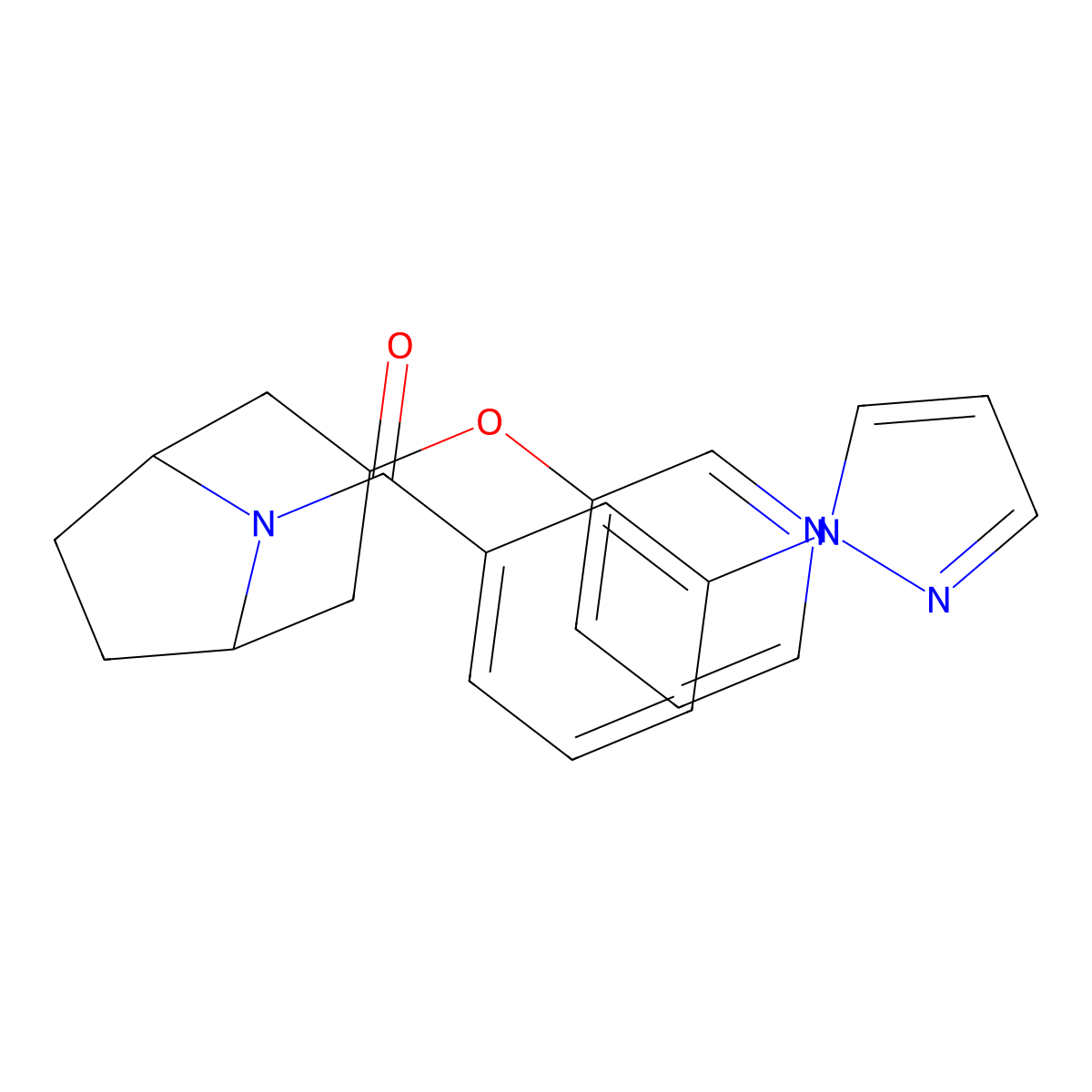(3-(1H-pyrazol-1-yl)phenyl)((1R,5S)-3-(pyridin-3-yloxy)-8-azabicyclo[3.2.1]octan-8-yl)methanone molecular structure, CAS 2109441-93-0