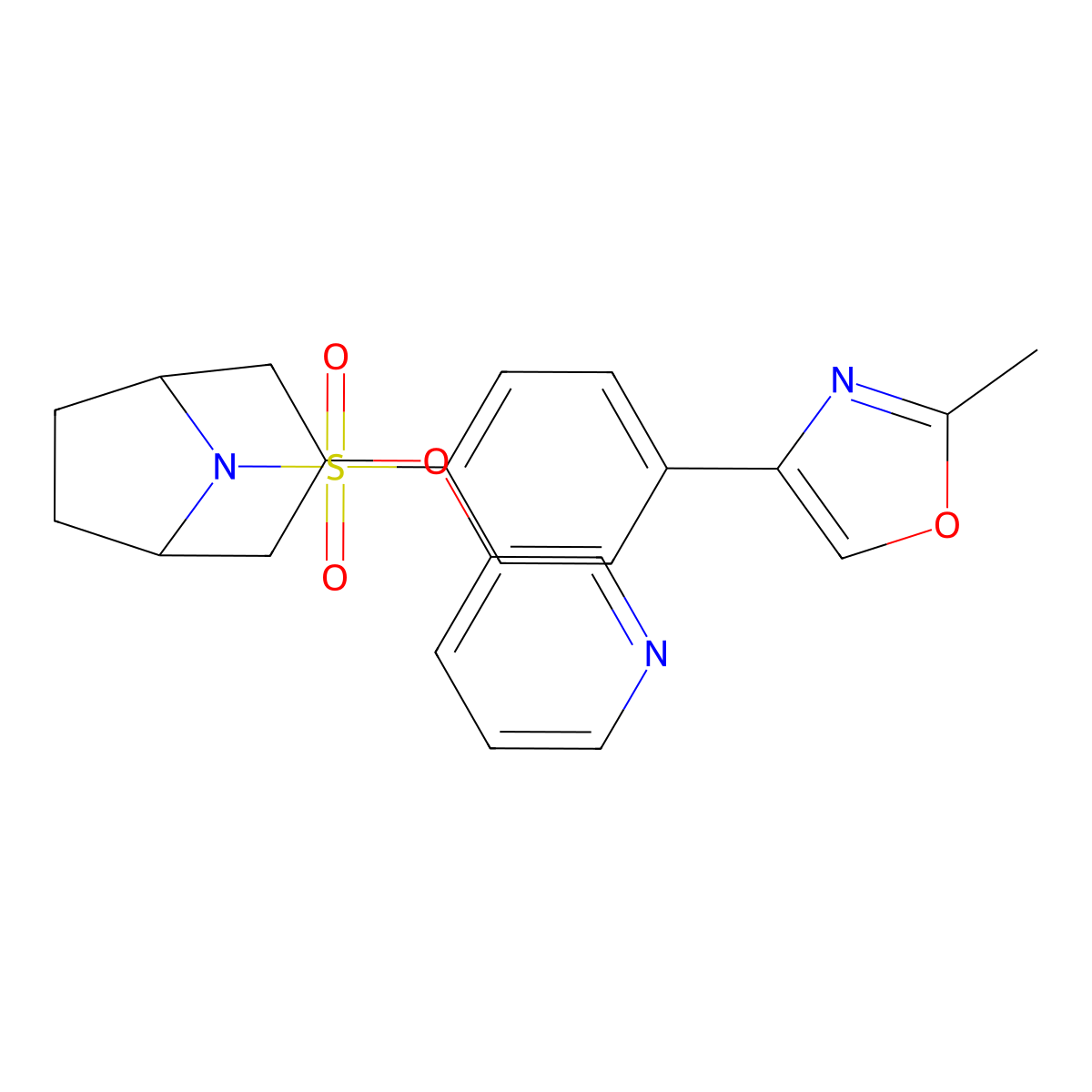2-methyl-4-(4-(((1R,5S)-3-(pyridin-3-yloxy)-8-azabicyclo[3.2.1]octan-8-yl)sulfonyl)phenyl)oxazole molecular structure, CAS 2109446-87-7