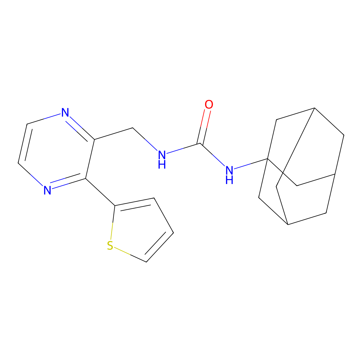 1-((1S,3s)-adamantan-1-yl)-3-((3-(thiophen-2-yl)pyrazin-2-yl)methyl)urea molecular structure, CAS 2109459-32-5