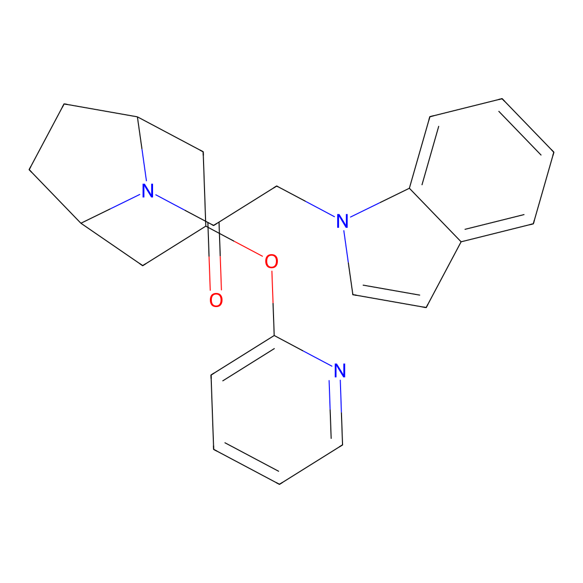 2-(1H-indol-1-yl)-1-[3-(pyridin-2-yloxy)-8-azabicyclo[3.2.1]octan-8-yl]ethan-1-one molecular structure, CAS 2109462-04-4